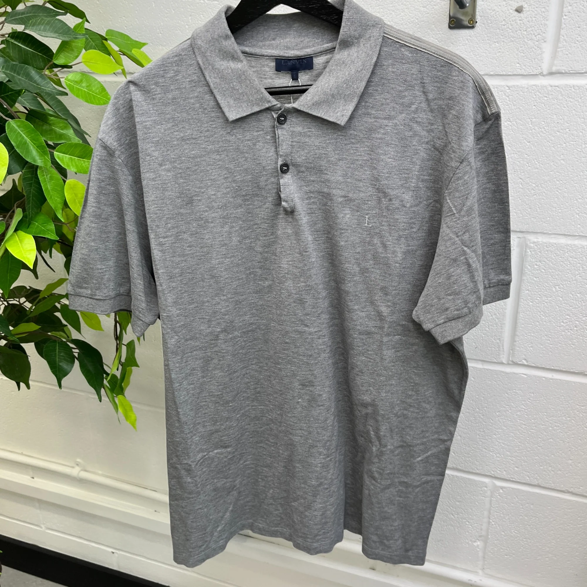 Men's Embroidered Logo Polo Shirt Grey Size XXL - Image 7
