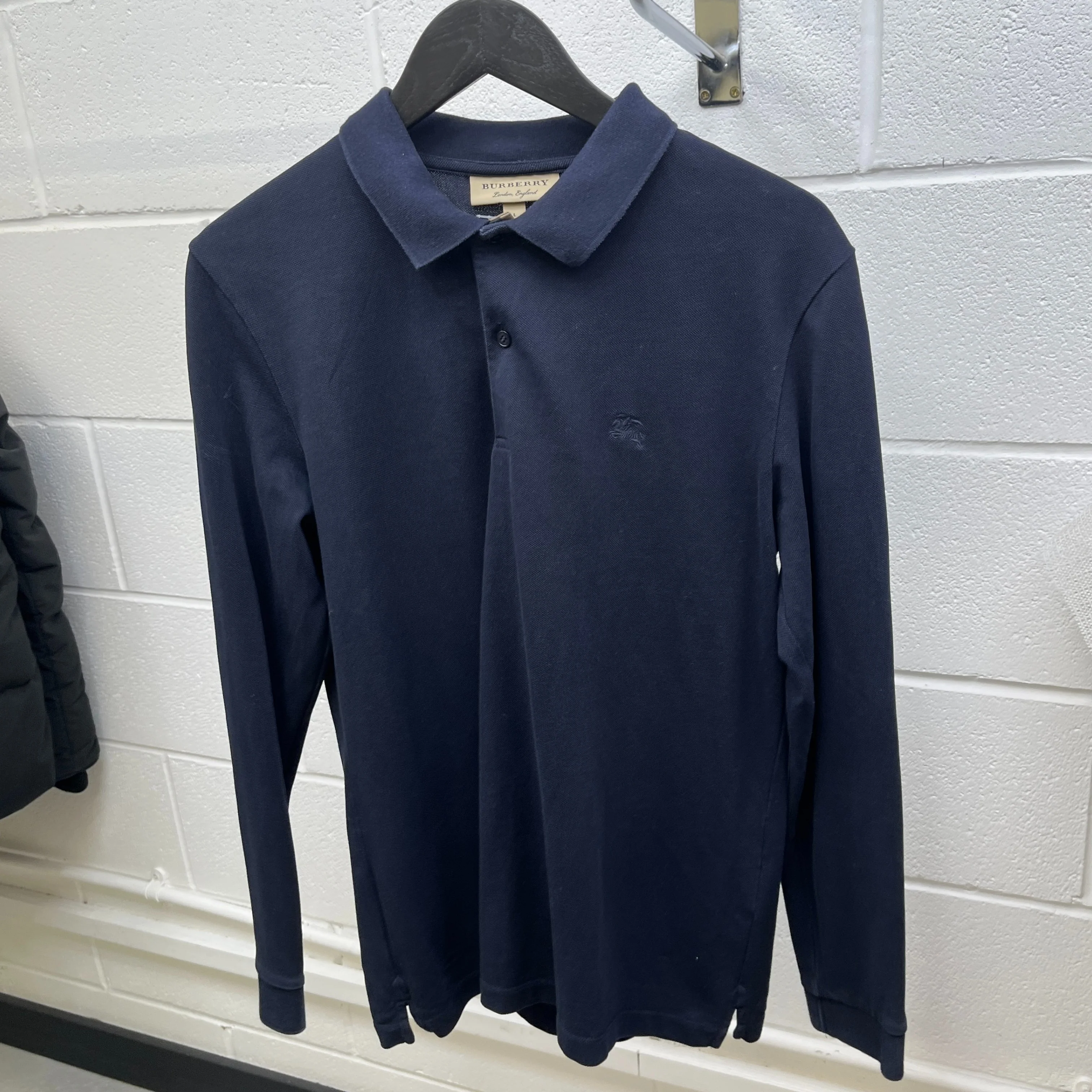 Men's Embroidered Logo Polo Shirt Navy Size L - Image 6