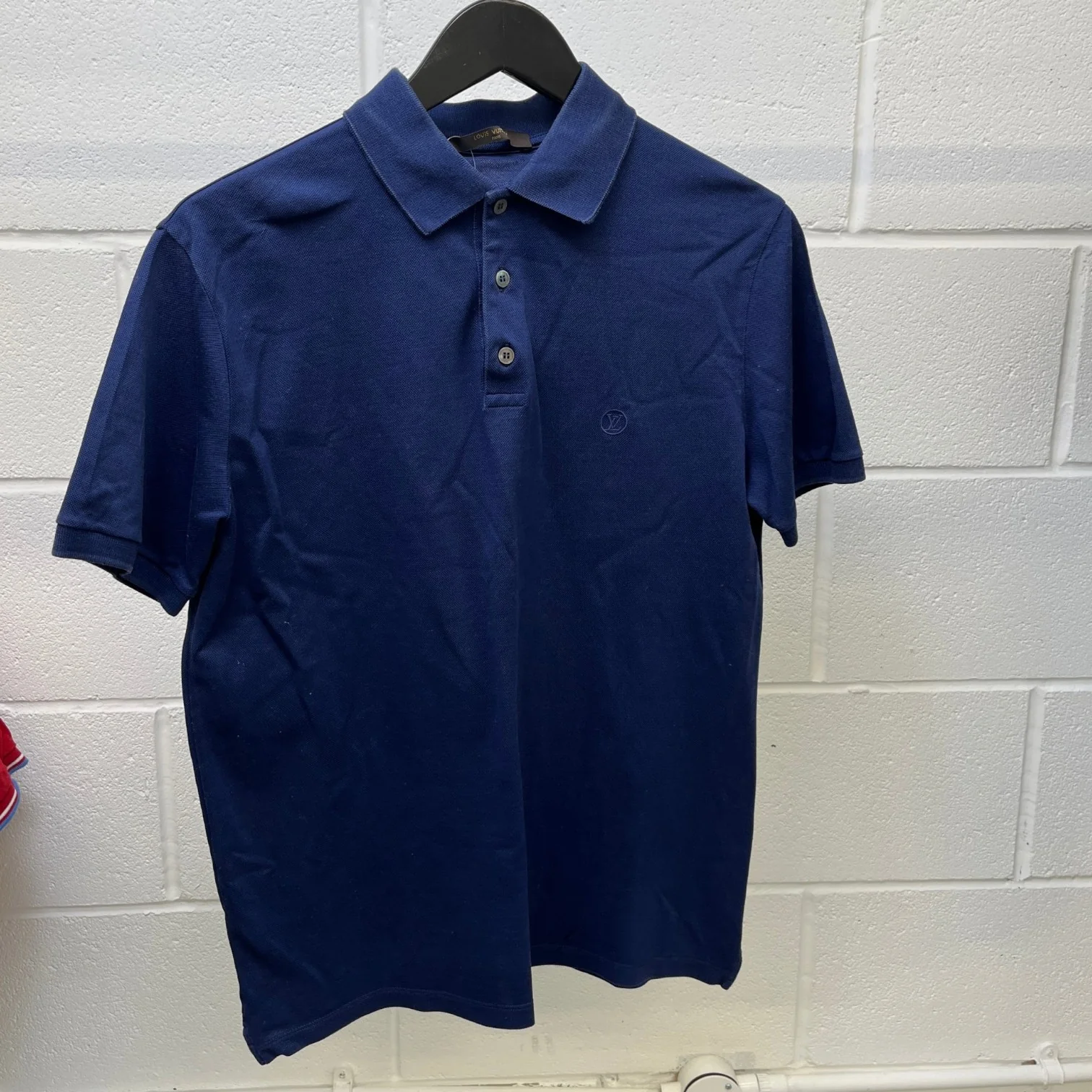Men's Embroidered Logo Polo Shirt Navy Size M - Image 8