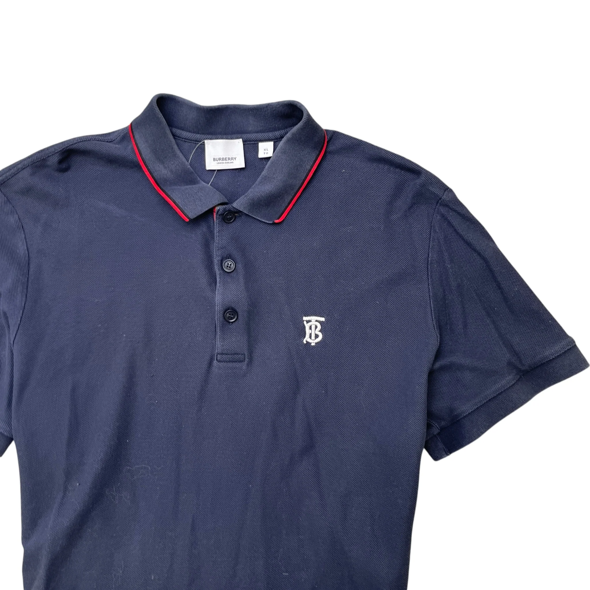 Men's Embroidered Logo Polo Shirt Navy Size XL - Image 5
