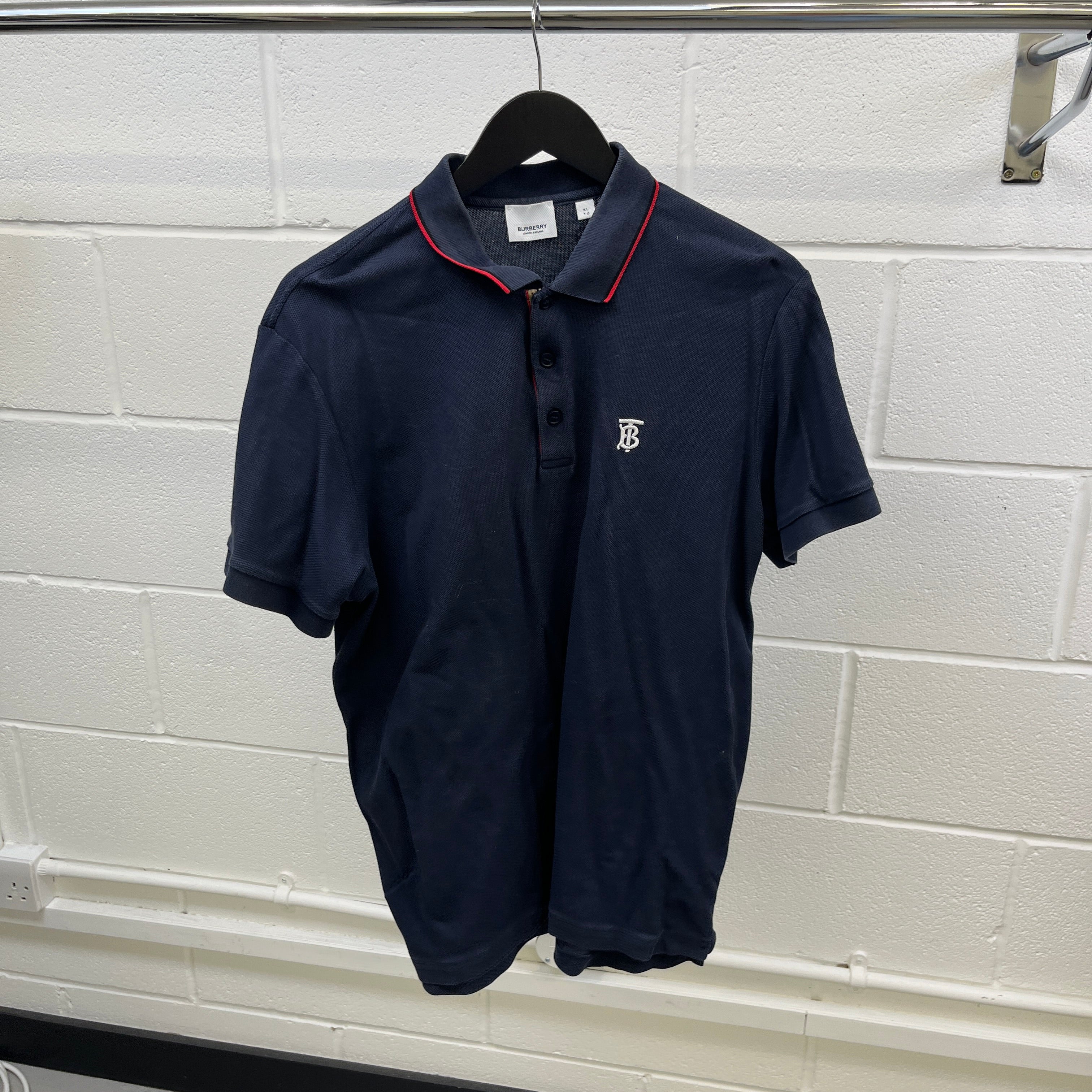 Men's Embroidered Logo Polo Shirt Navy Size XL - Image 8