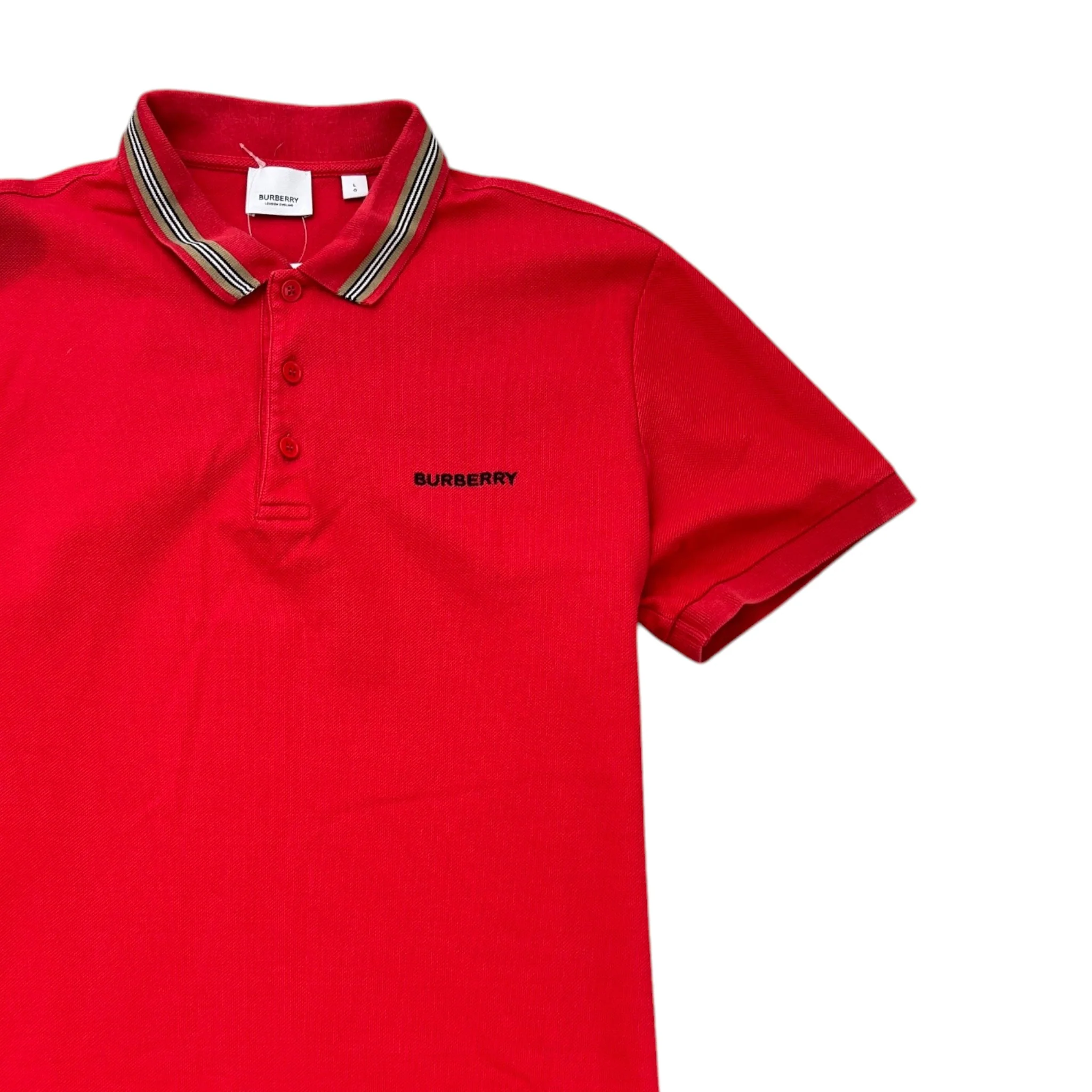 Men's Embroidered Logo Polo Shirt Red Size L - Image 3