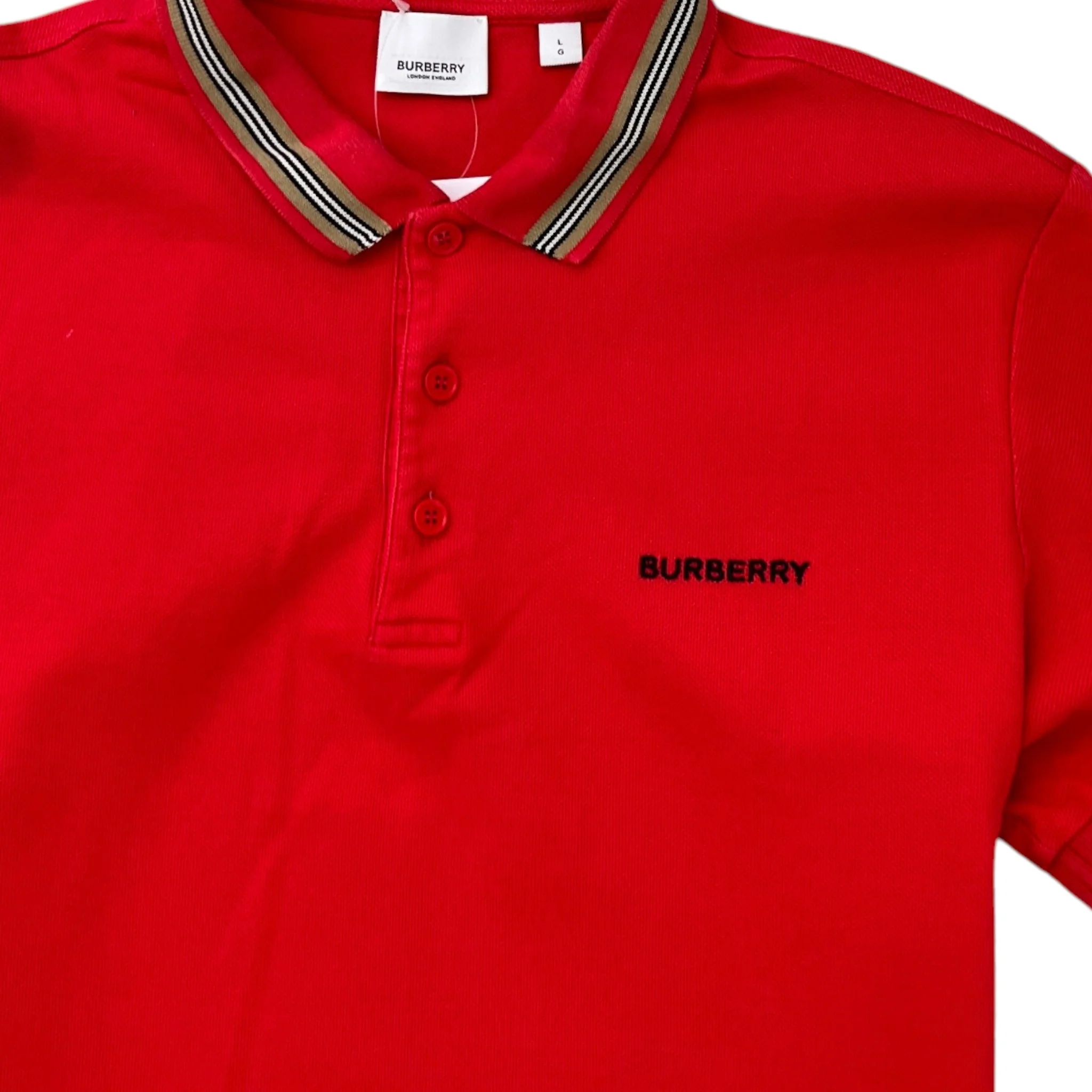 Men's Embroidered Logo Polo Shirt Red Size L - Image 5