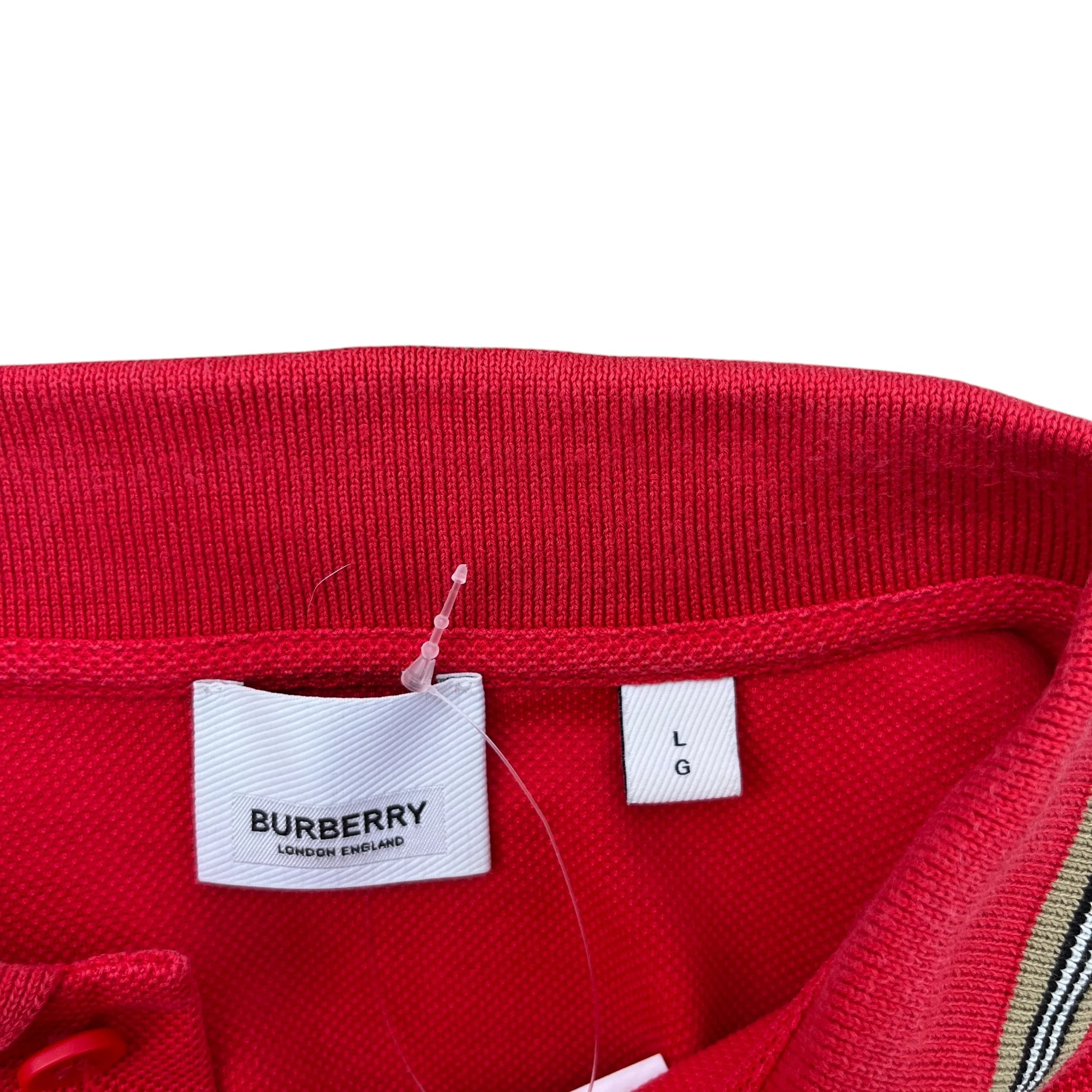 Men's Embroidered Logo Polo Shirt Red Size L - Image 7