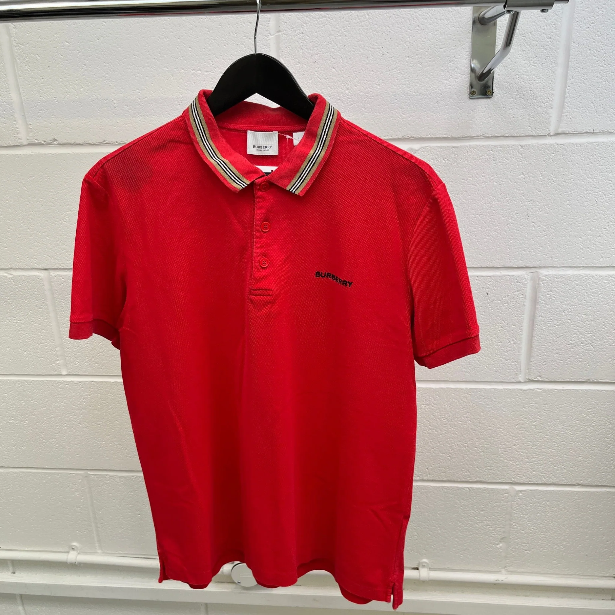 Men's Embroidered Logo Polo Shirt Red Size L - Image 8