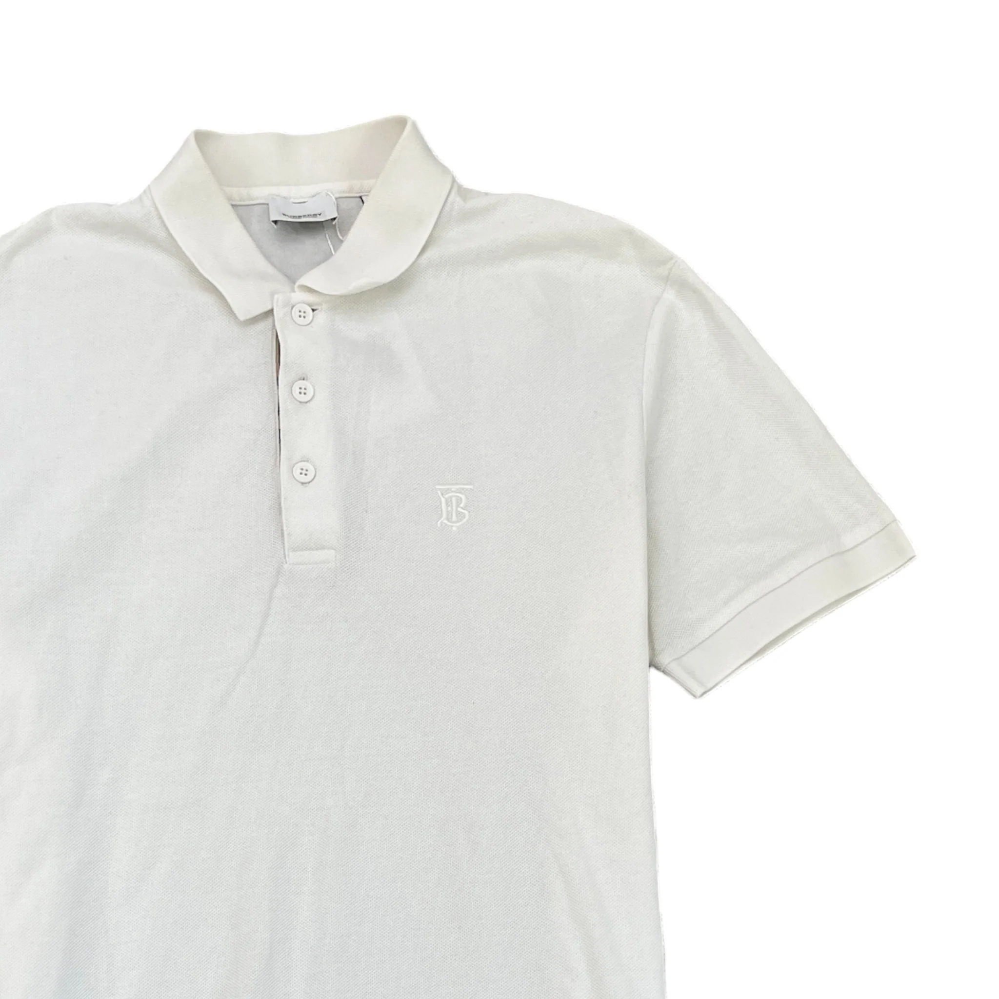 Men's Embroidered Logo Polo Shirt White Size M - Image 3