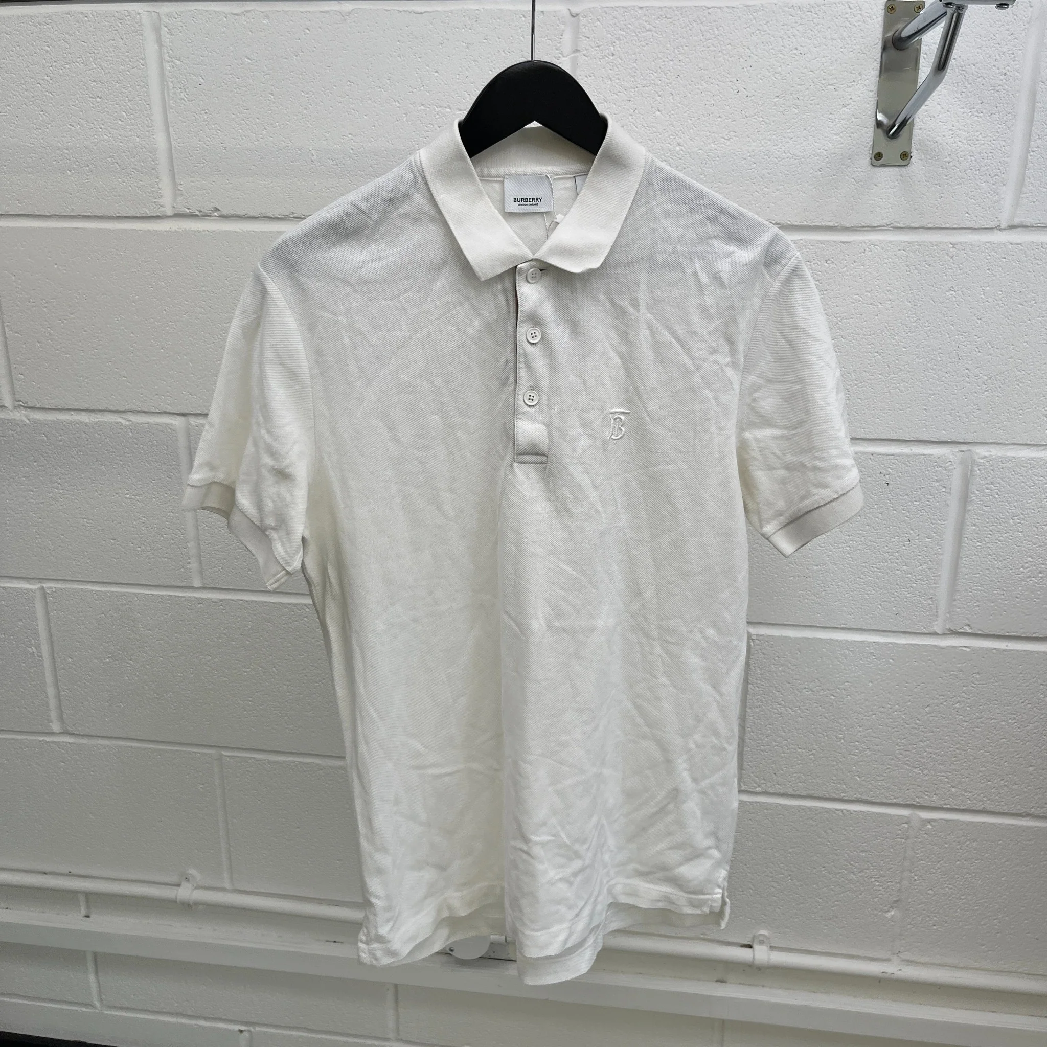 Men's Embroidered Logo Polo Shirt White Size M - Image 8