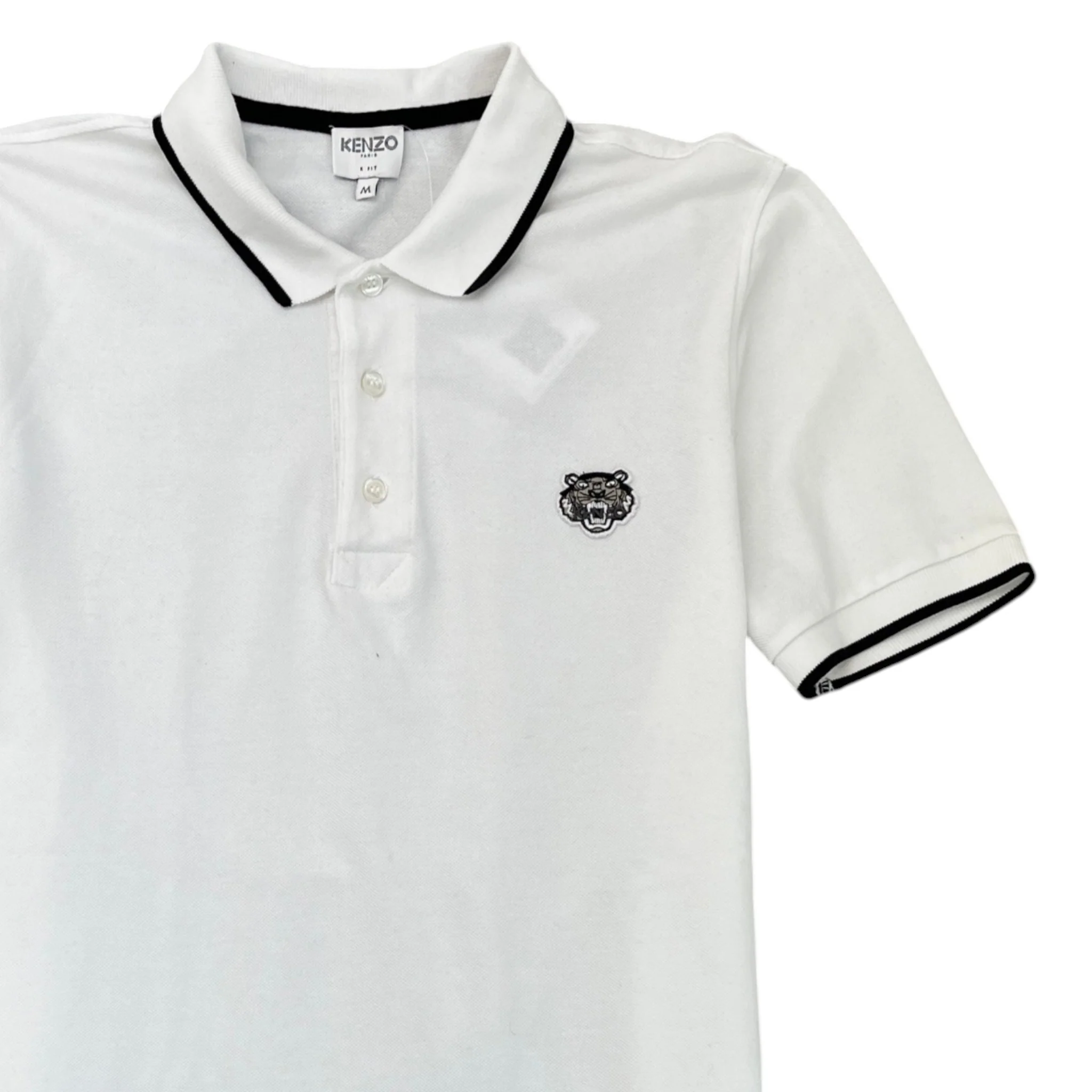 Men's Embroidered Logo Polo Shirt White Size M - Image 3