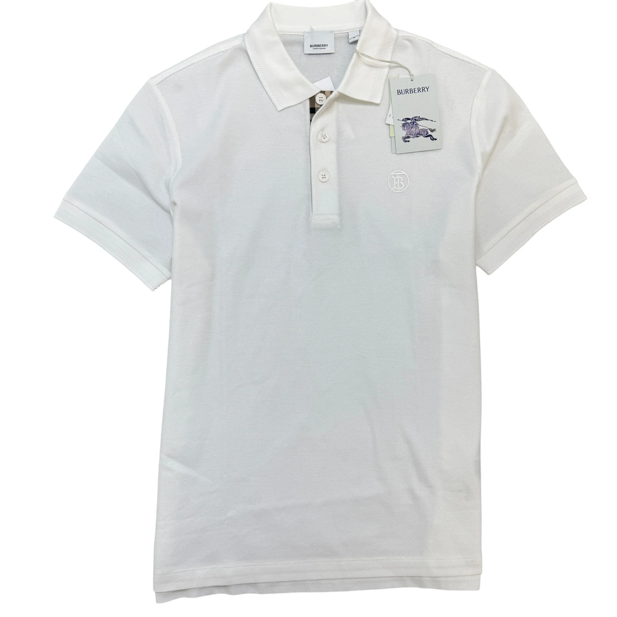 Men's Embroidered Logo Polo Shirt White Size M