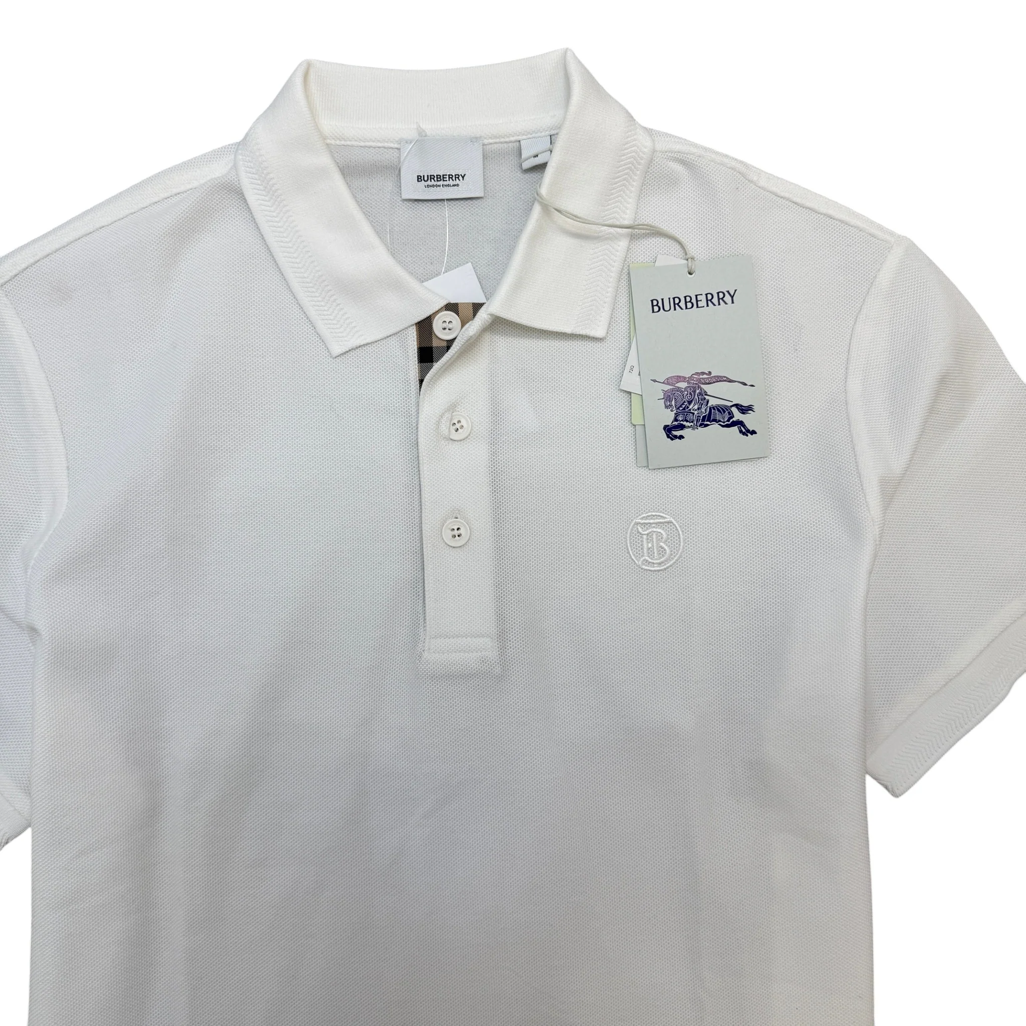 Men's Embroidered Logo Polo Shirt White Size M - Image 5