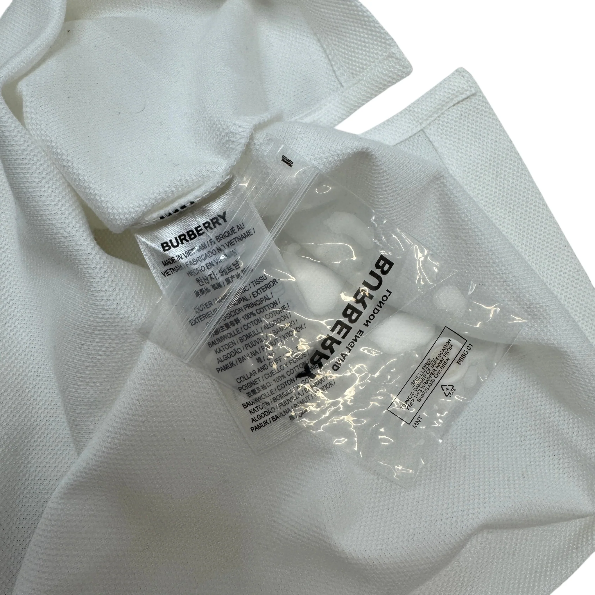 Men's Embroidered Logo Polo Shirt White Size M - Image 6