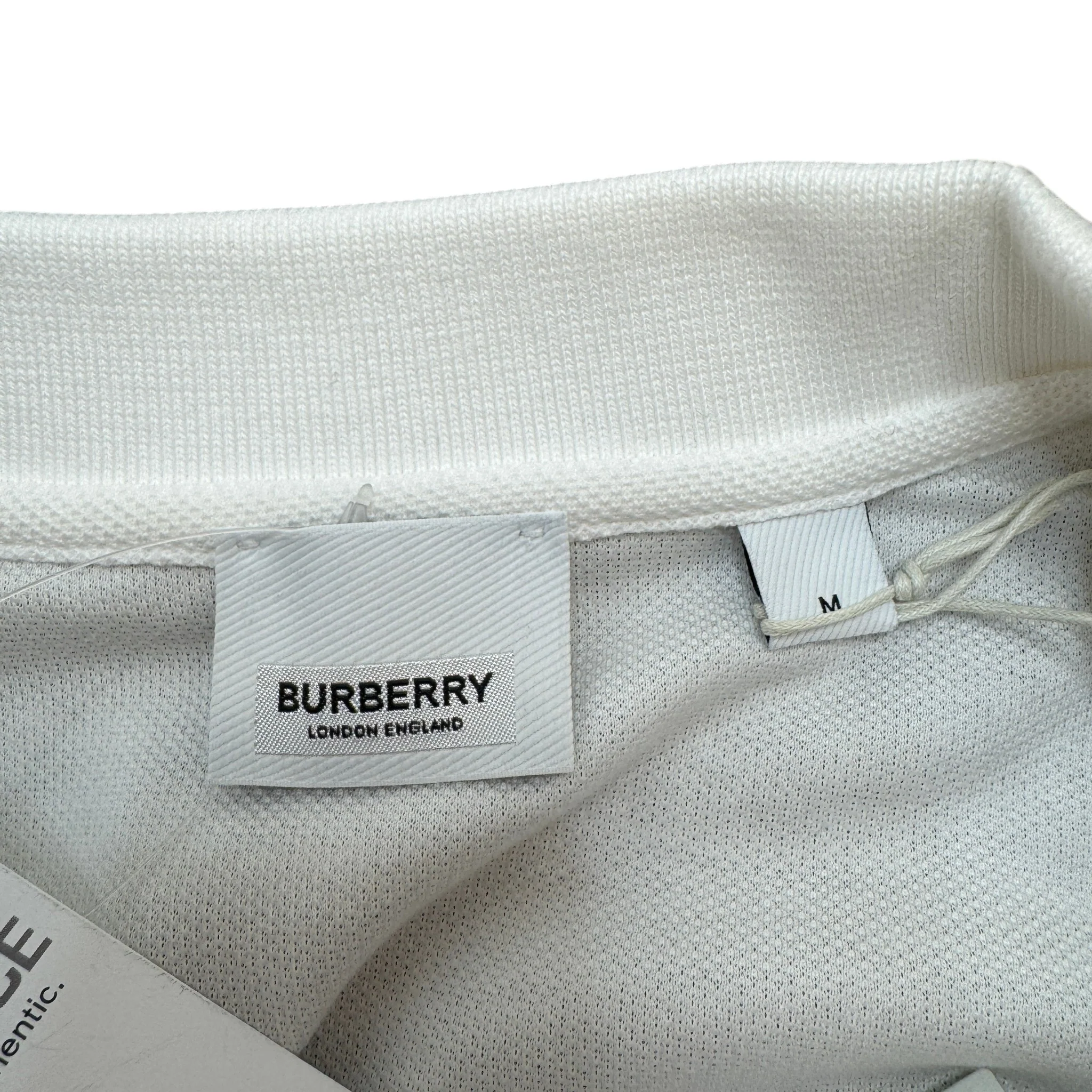 Men's Embroidered Logo Polo Shirt White Size M - Image 7