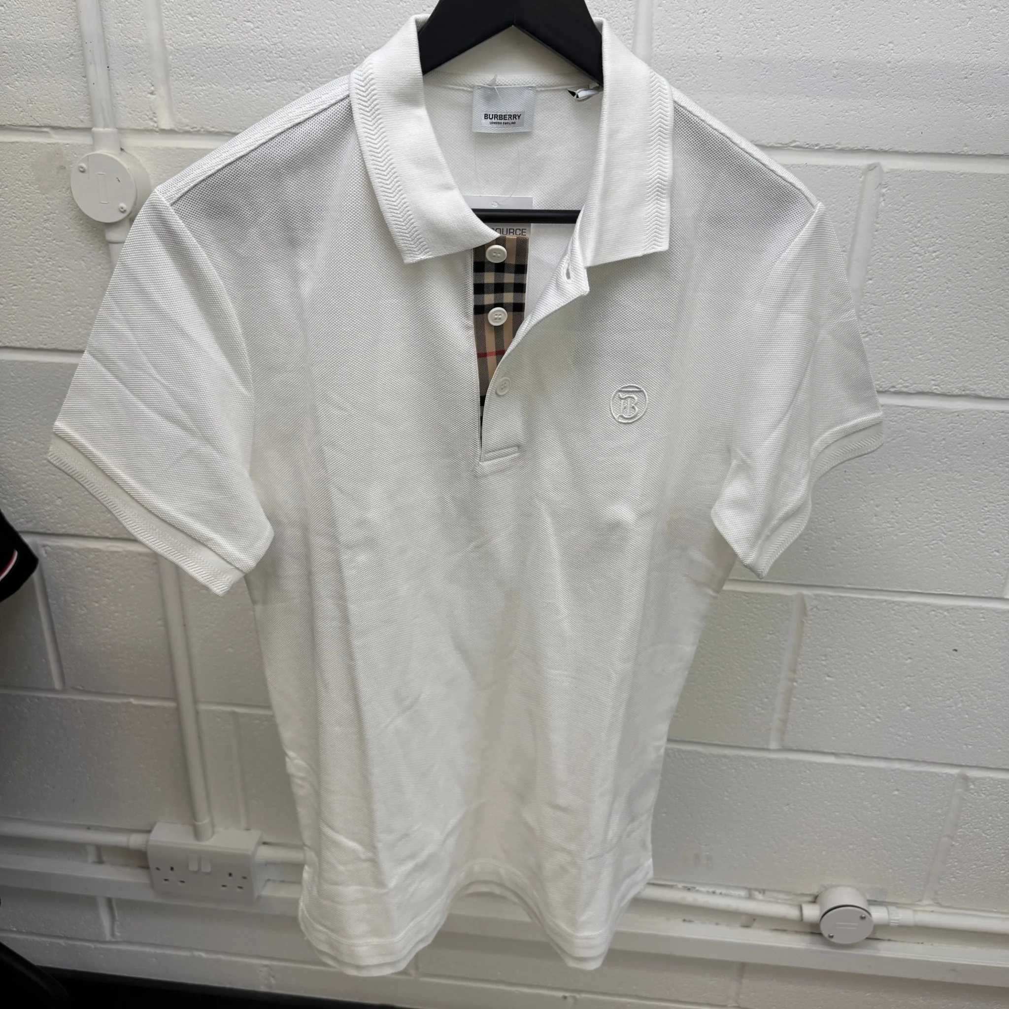 Men's Embroidered Logo Polo Shirt White Size M - Image 8