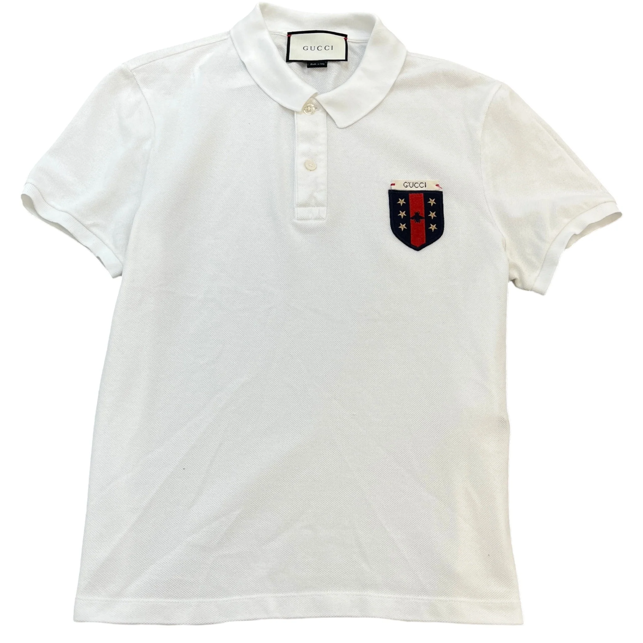 Men's Embroidered Logo Polo Shirt White Size M