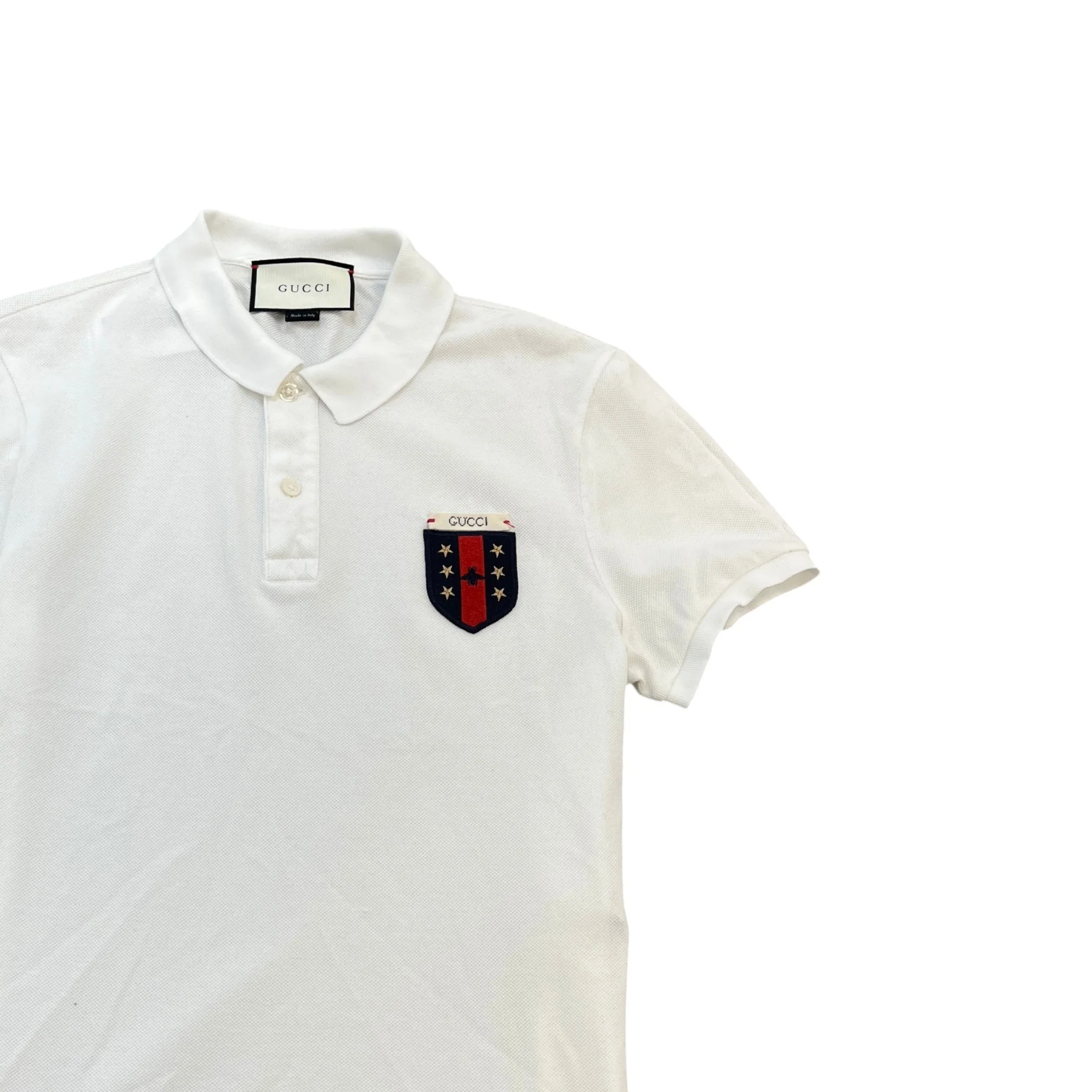 Men's Embroidered Logo Polo Shirt White Size M - Image 3