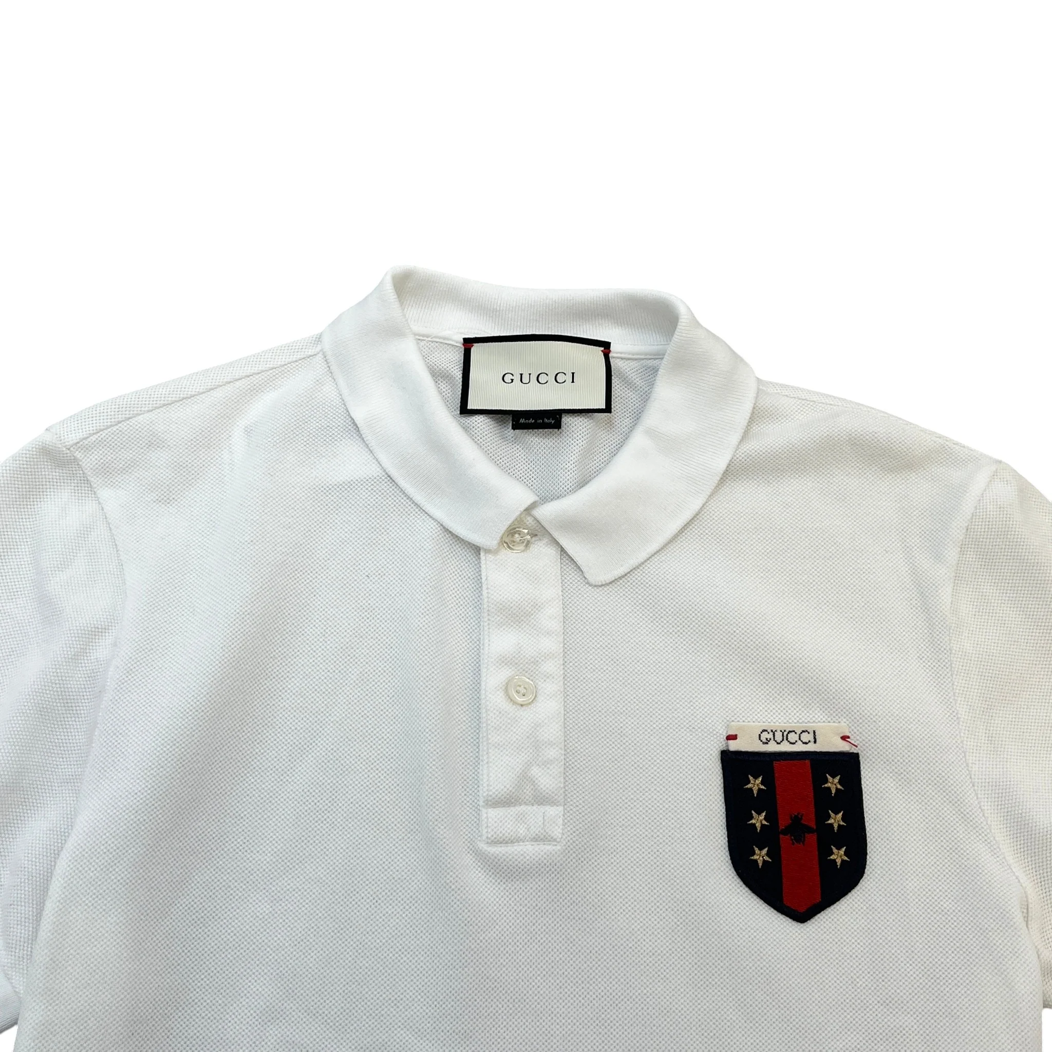Men's Embroidered Logo Polo Shirt White Size M - Image 6