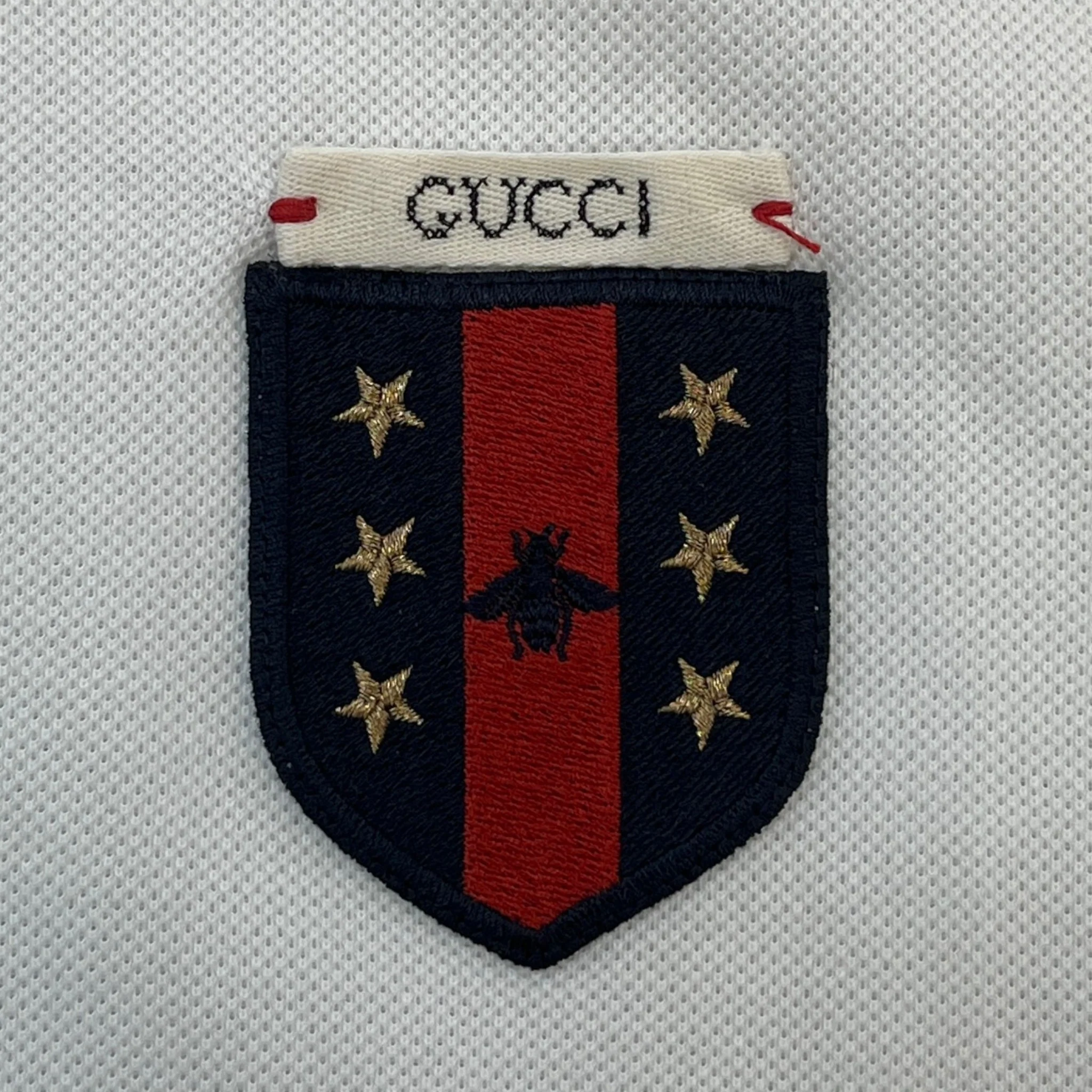 Men's Embroidered Logo Polo Shirt White Size M - Image 7
