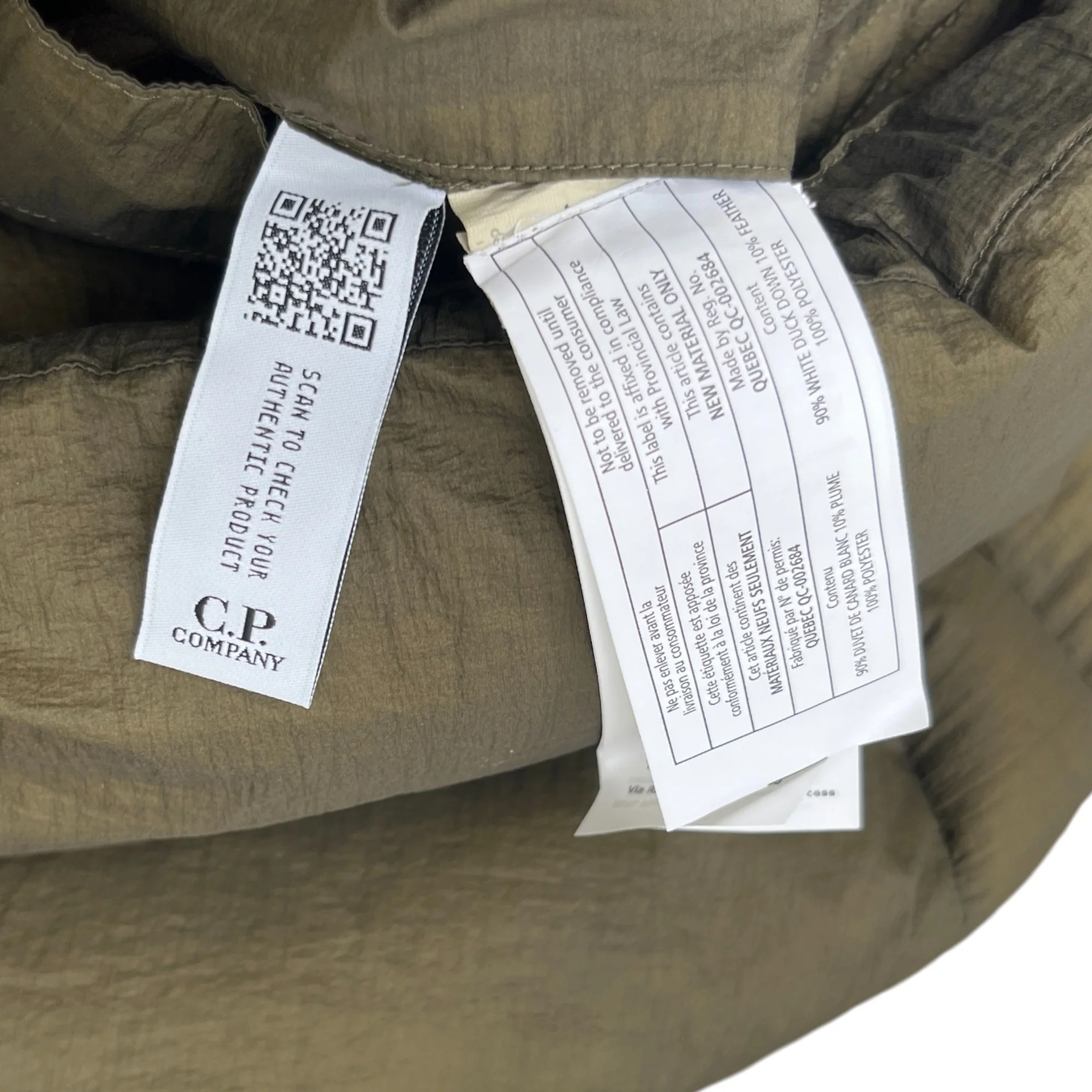 Men's Embroidered Logo Shell Down Jacket Khaki Size IT 46 / S - Image 11