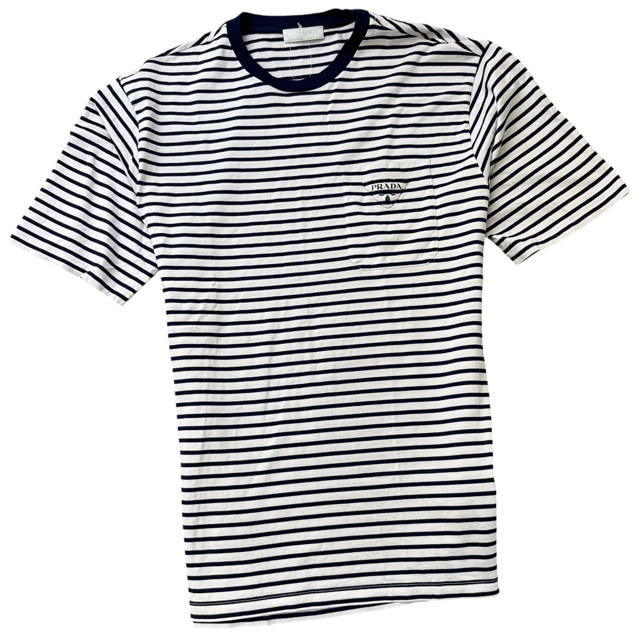 Men's Embroidered Logo Striped T-Shirt White Size L