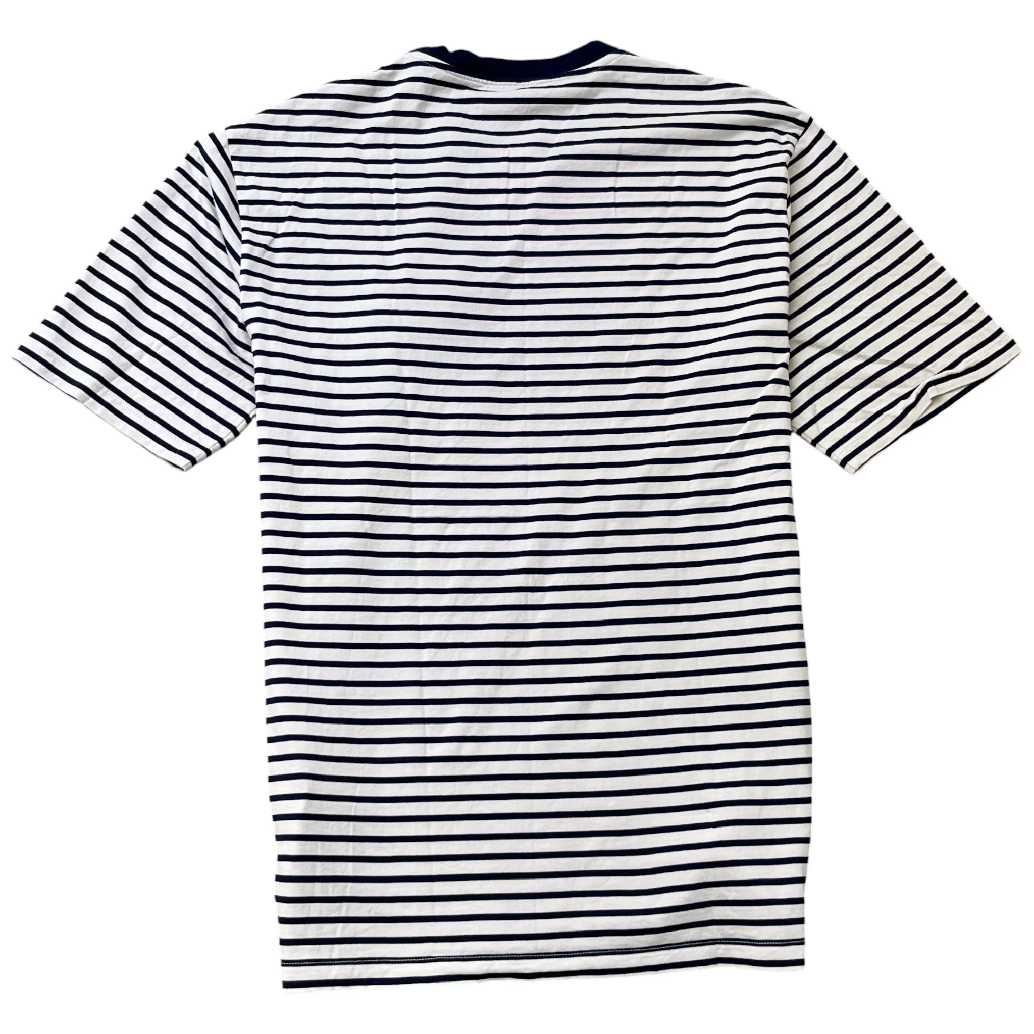 Men's Embroidered Logo Striped T-Shirt White Size L - Image 2