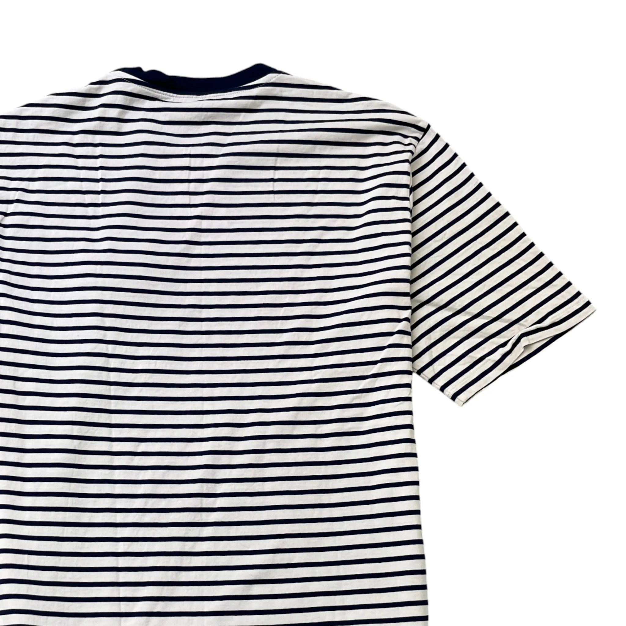 Men's Embroidered Logo Striped T-Shirt White Size L - Image 4