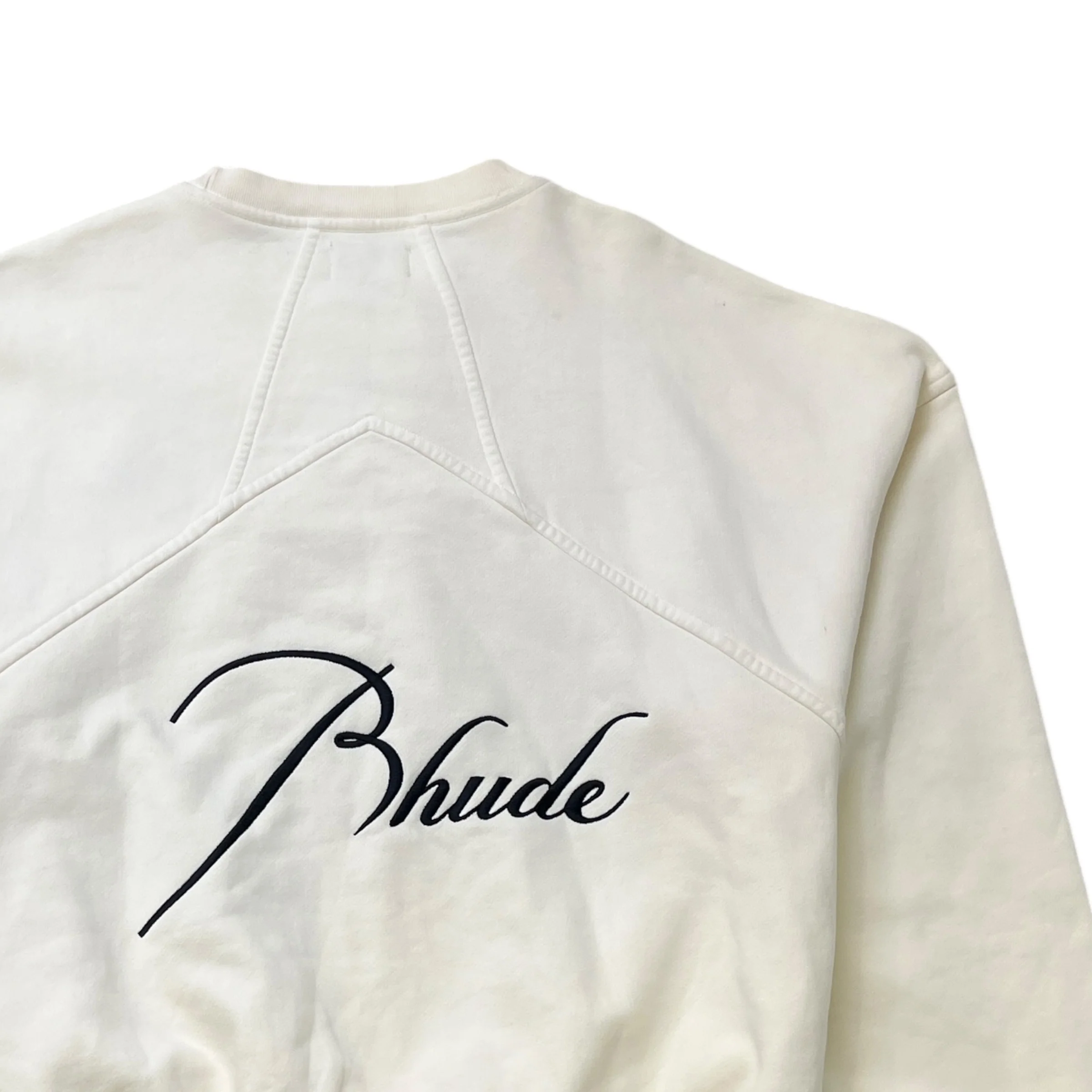 Men's Embroidered Logo Sweatshirt Cream Size S - Image 4