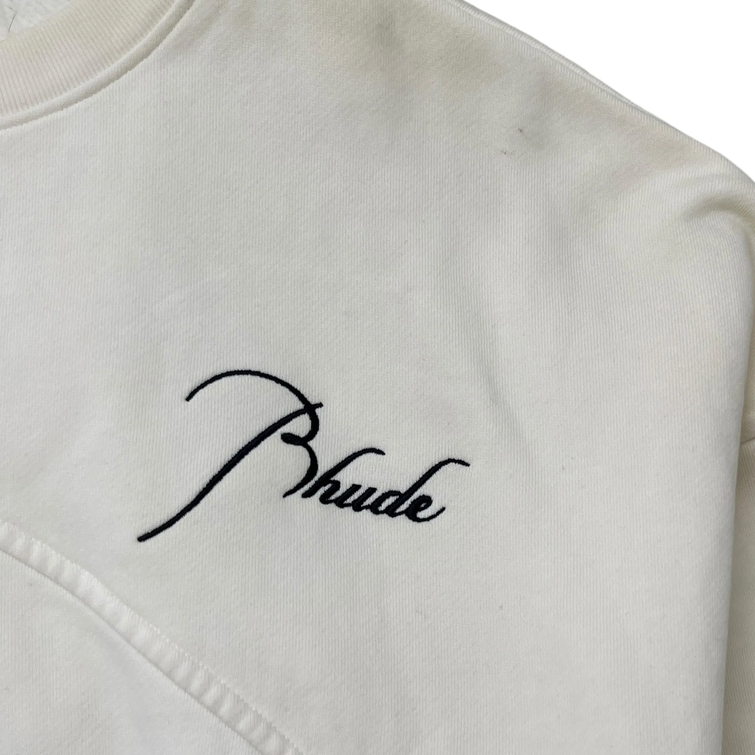 Men's Embroidered Logo Sweatshirt Cream Size S - Image 6