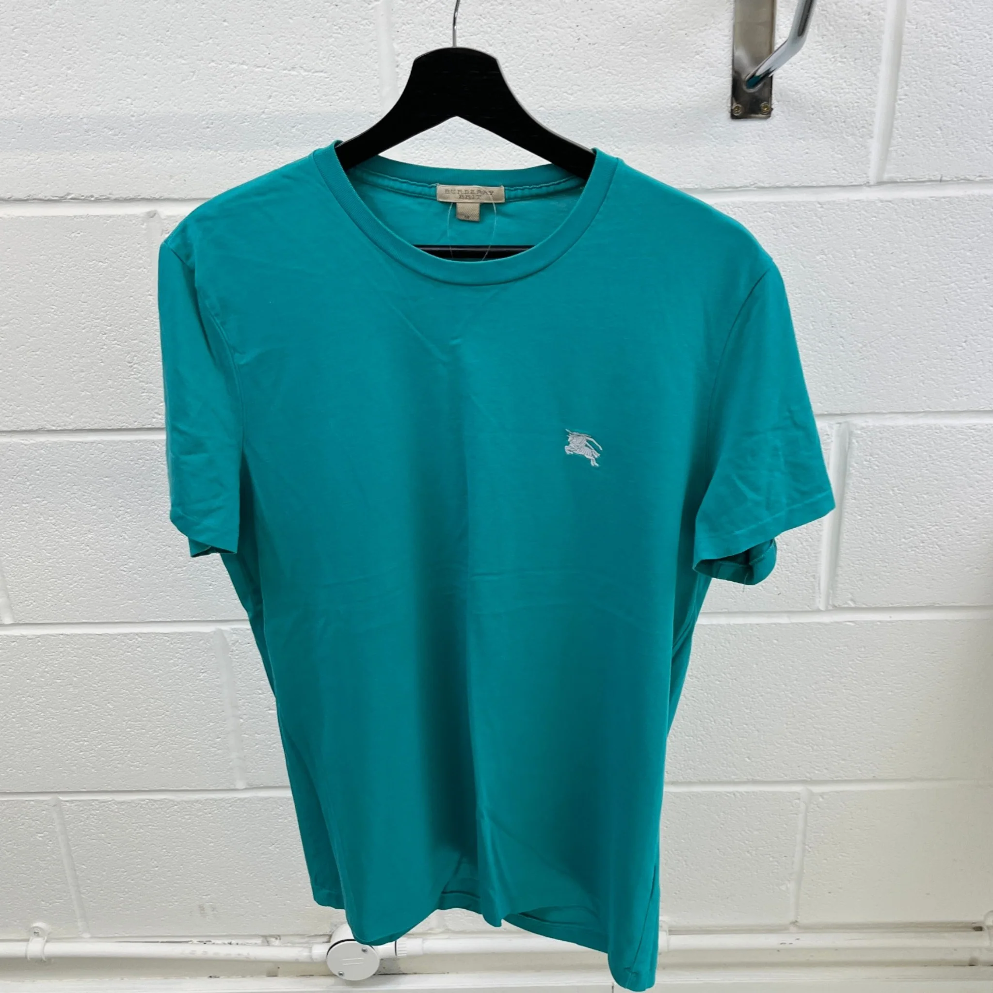 Men's Embroidered Logo T-Shirt Blue Size M - Image 8