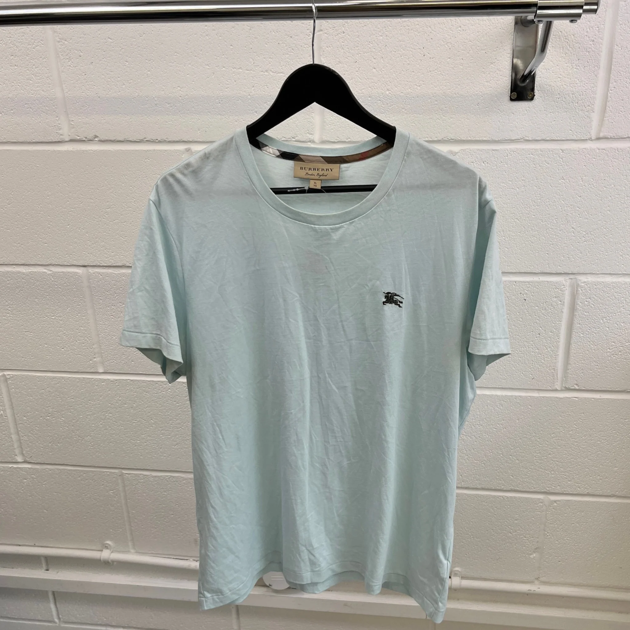 Men's Embroidered Logo T-Shirt Blue Size XL - Image 8