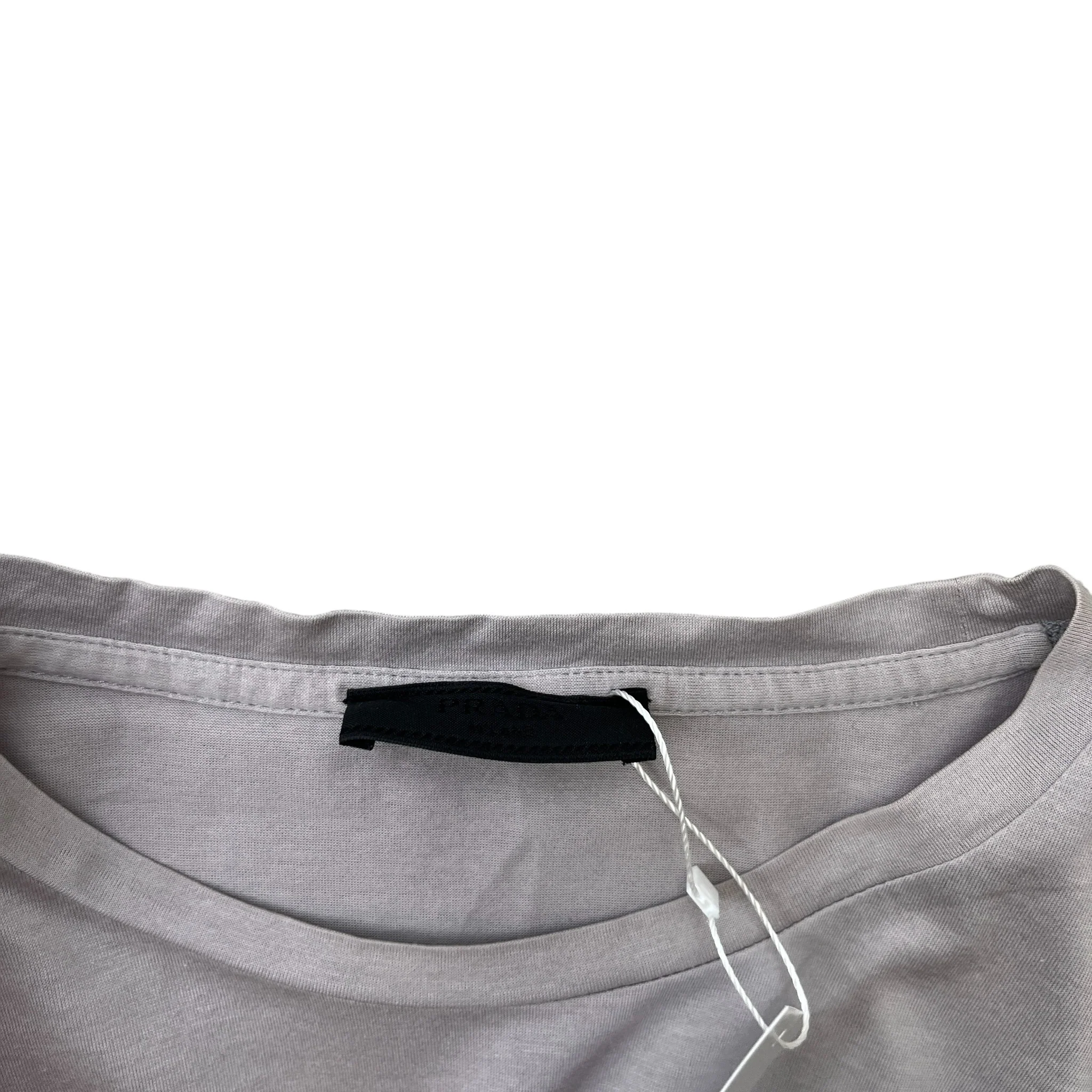 Men's Embroidered Logo T-Shirt Grey Size M - Image 7