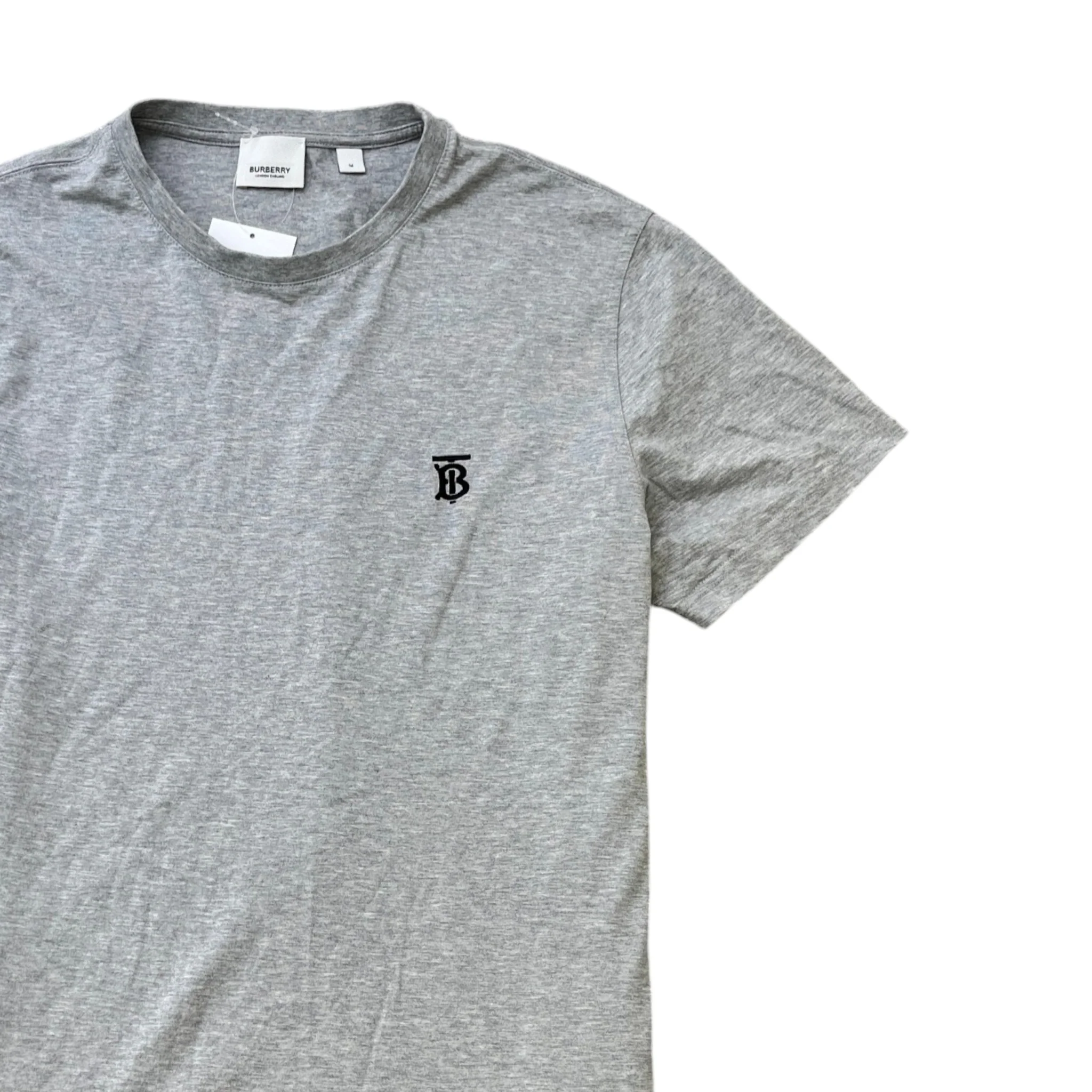 Men's Embroidered Logo T-Shirt Grey Size M - Image 3