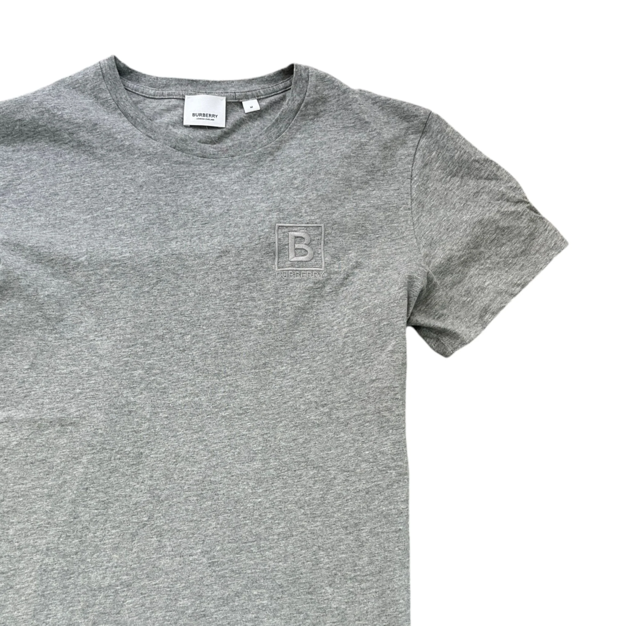 Men's Embroidered Logo T-Shirt Grey Size M - Image 3