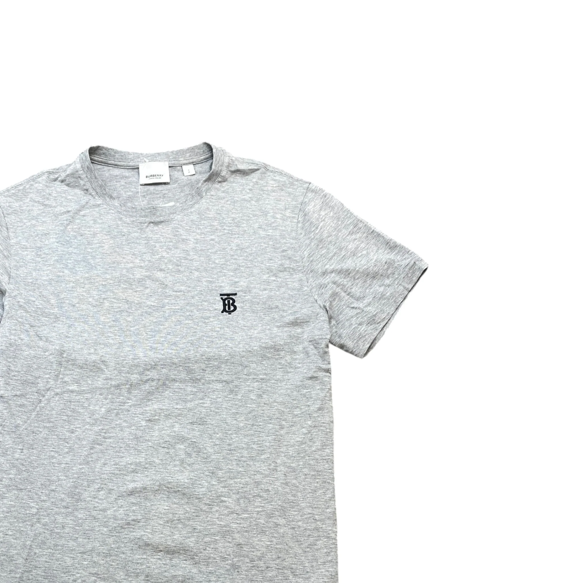Men's Embroidered Logo T-Shirt Grey Size S - Image 3