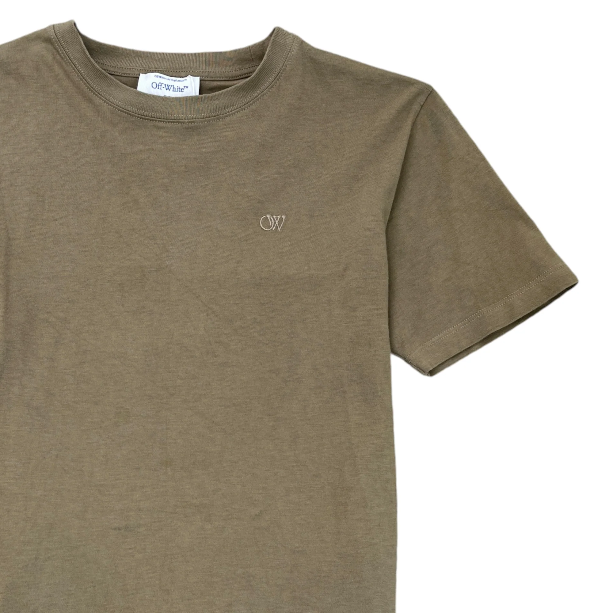 Men's Embroidered Logo T-Shirt Khaki Size XS - Image 3