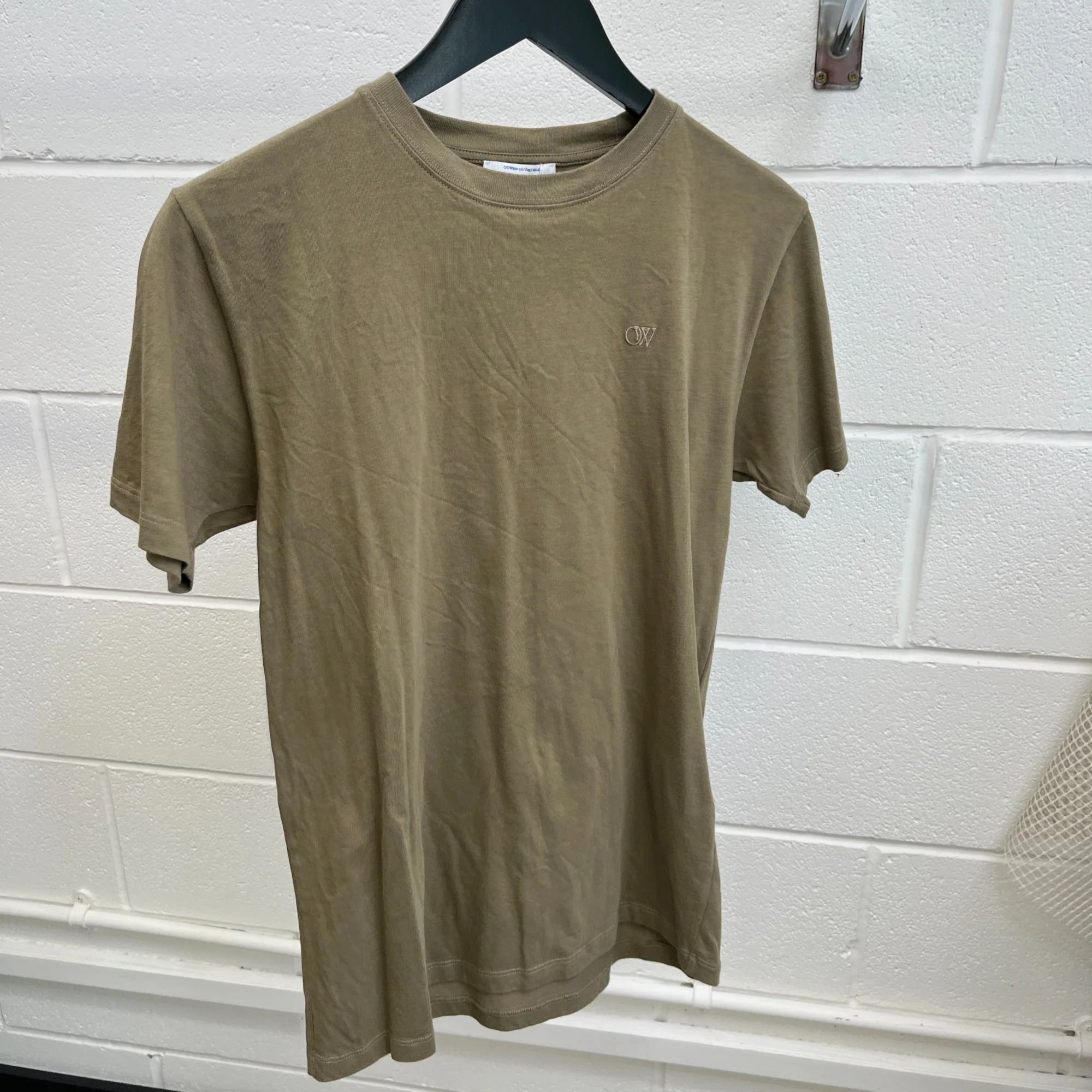 Men's Embroidered Logo T-Shirt Khaki Size XS - Image 7
