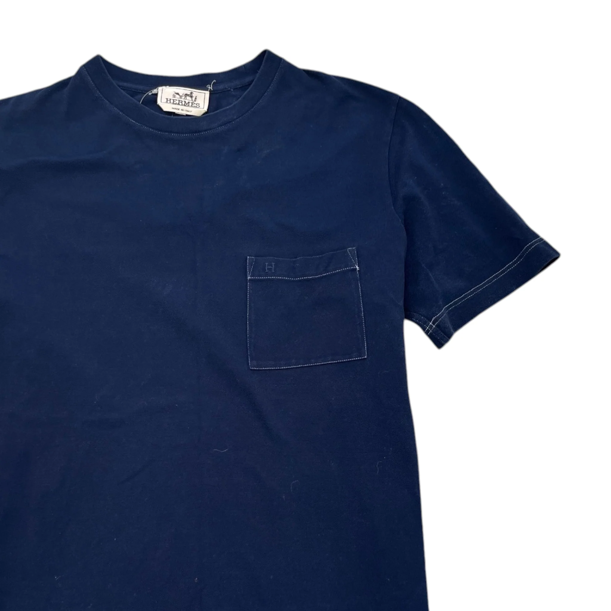 Men's Embroidered Logo T-Shirt Navy Size L - Image 3