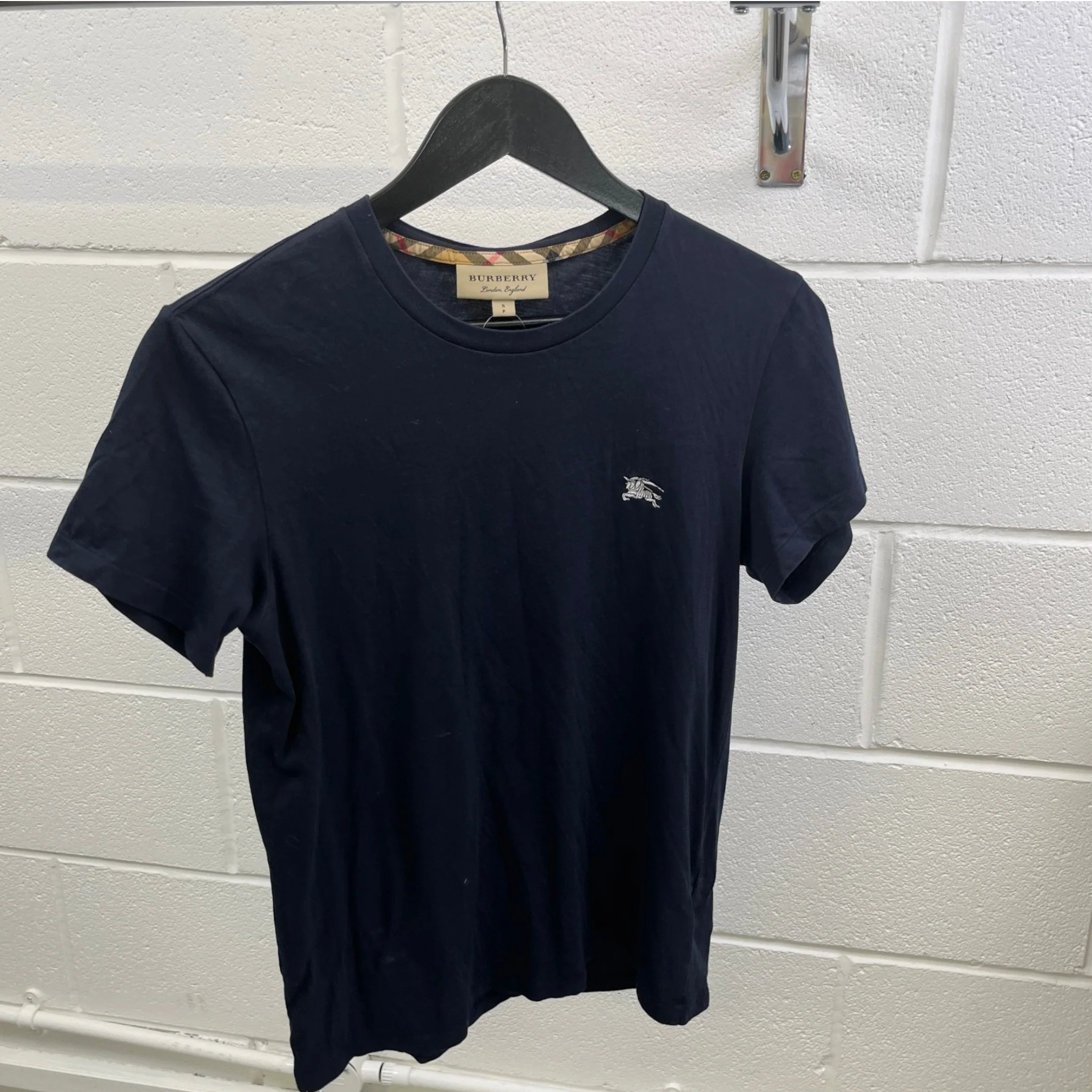 Men's Embroidered Logo T-Shirt Navy Size S - Image 8