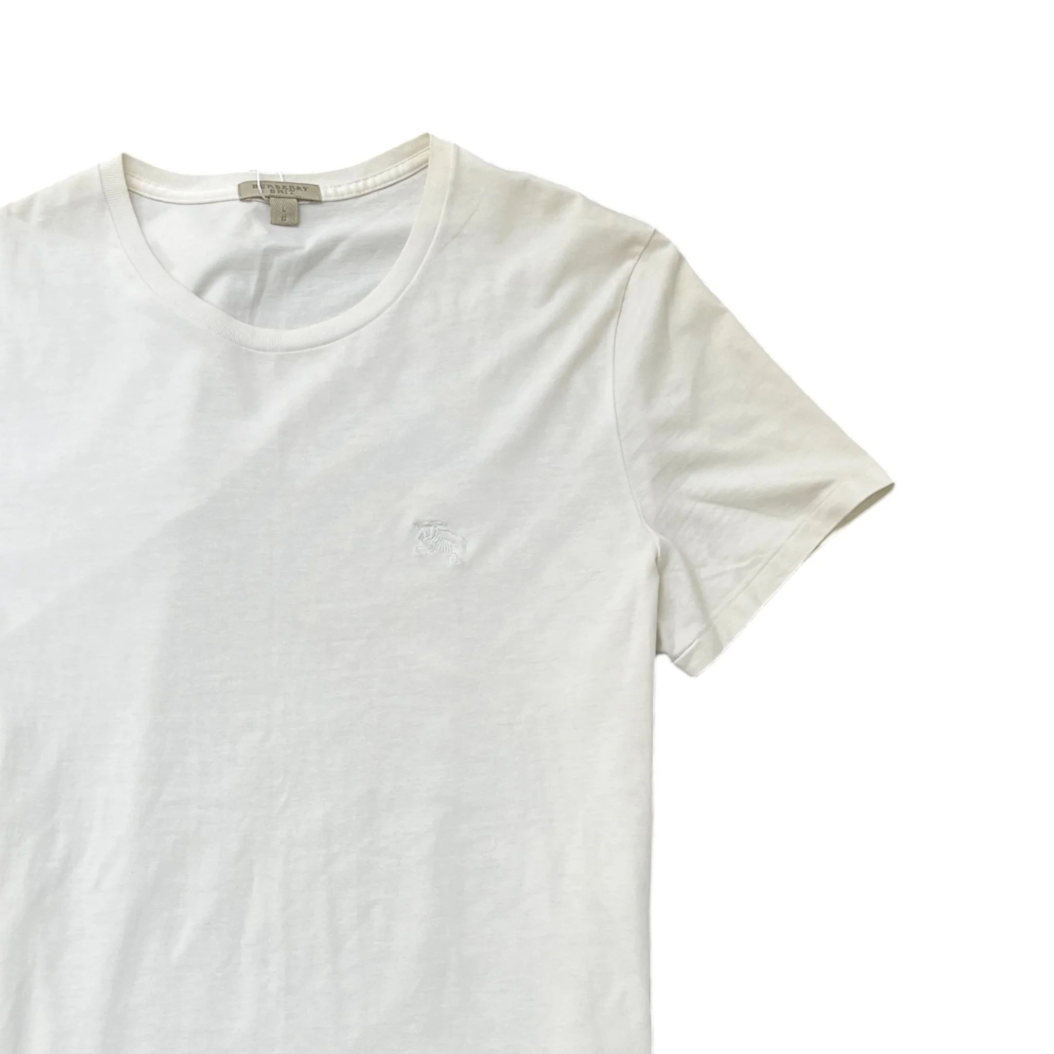 Men's Embroidered Logo T-Shirt White Size L - Image 3