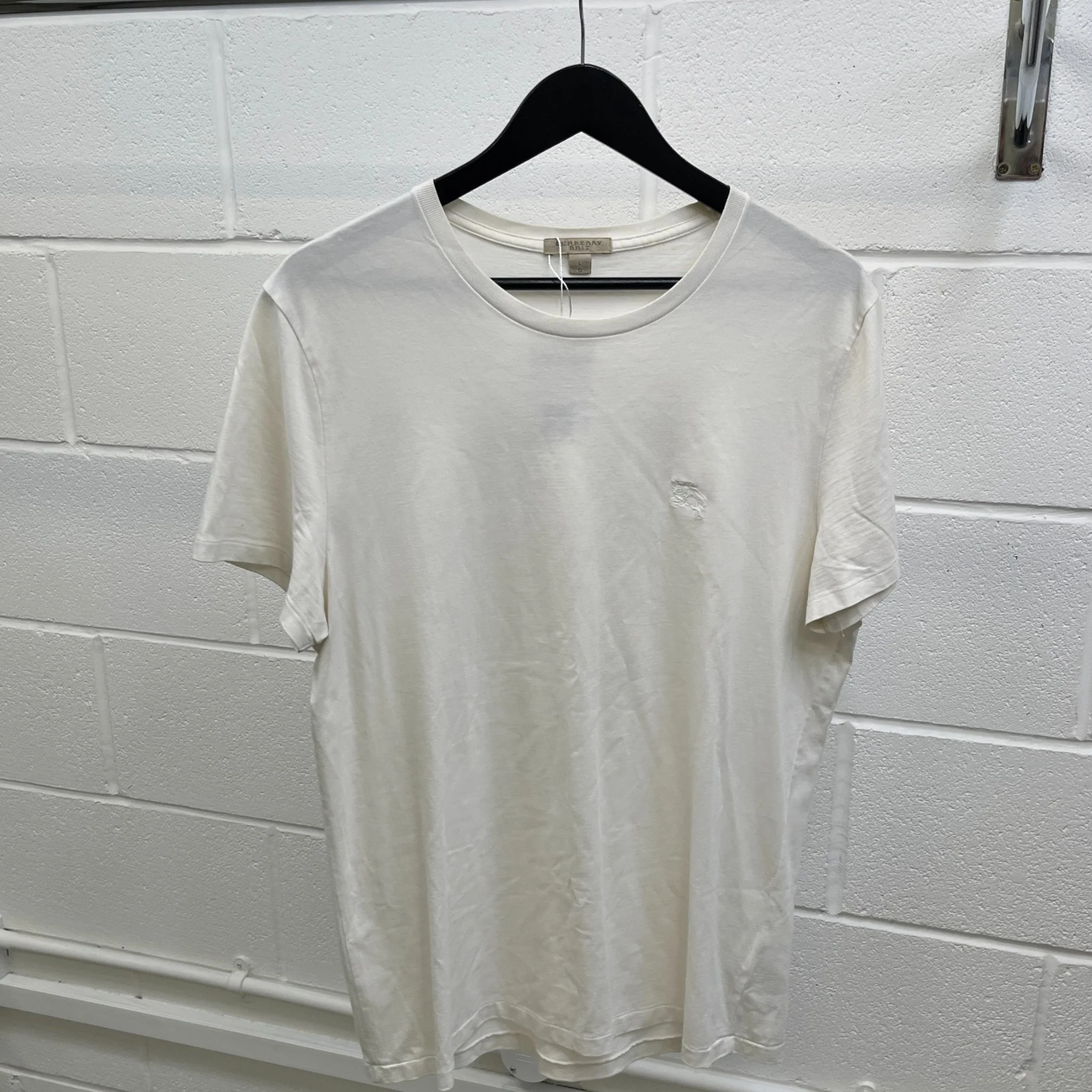 Men's Embroidered Logo T-Shirt White Size L - Image 8