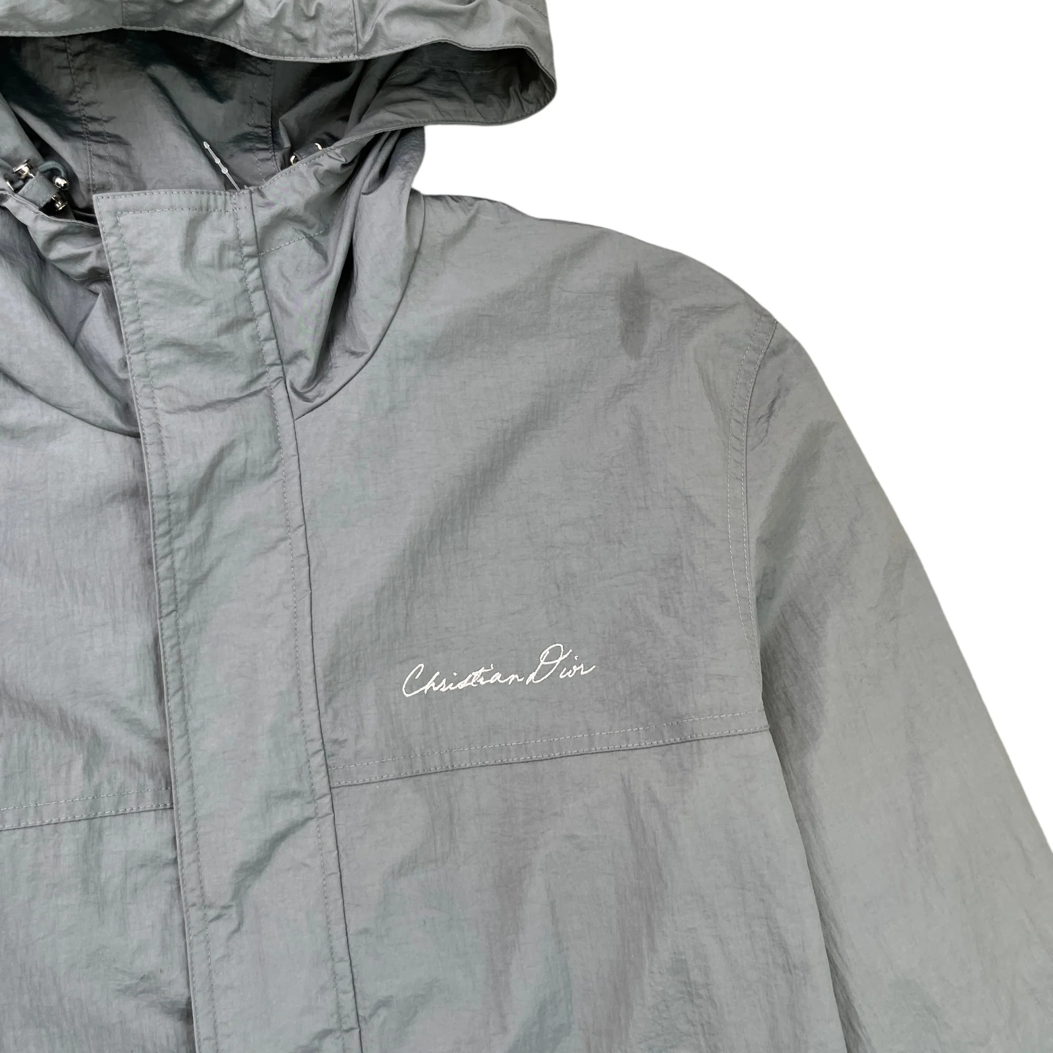 Men's Embroidered Logo Windbreaker Grey Size IT 50 / L - Image 5