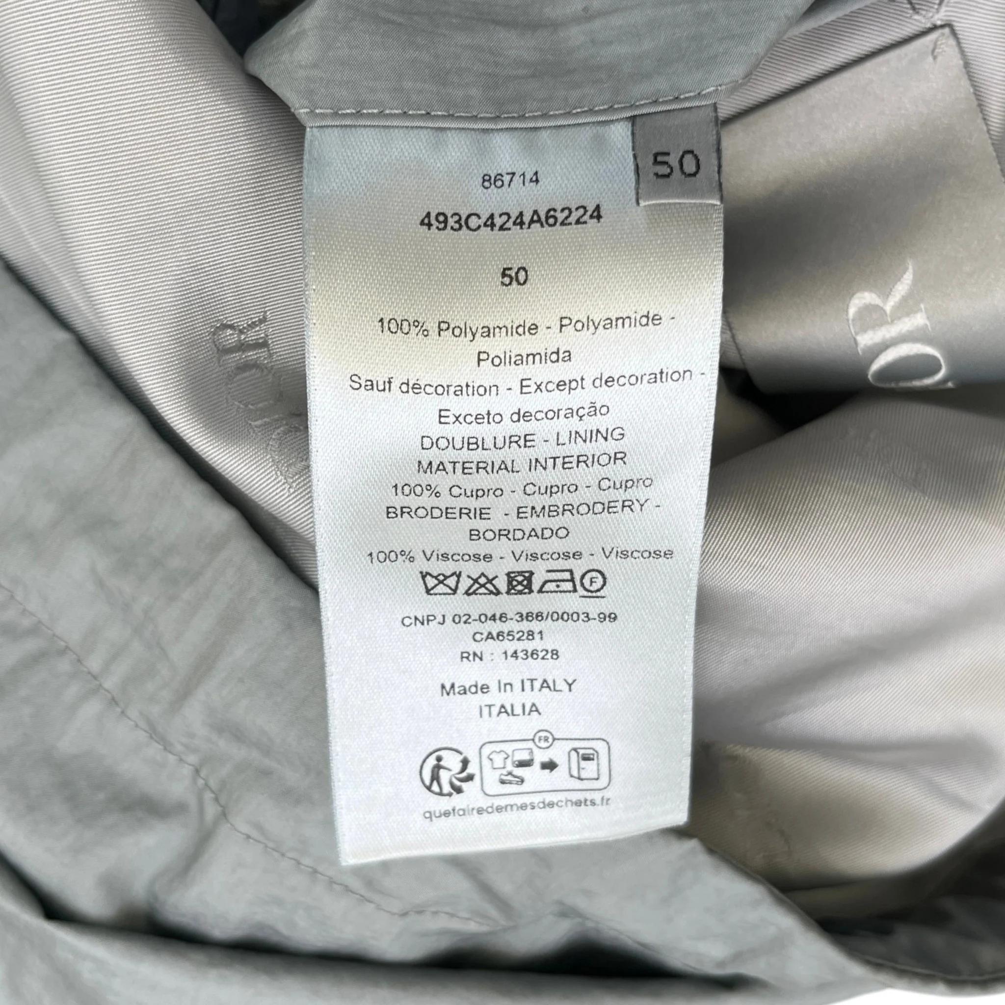 Men's Embroidered Logo Windbreaker Grey Size IT 50 / L - Image 7