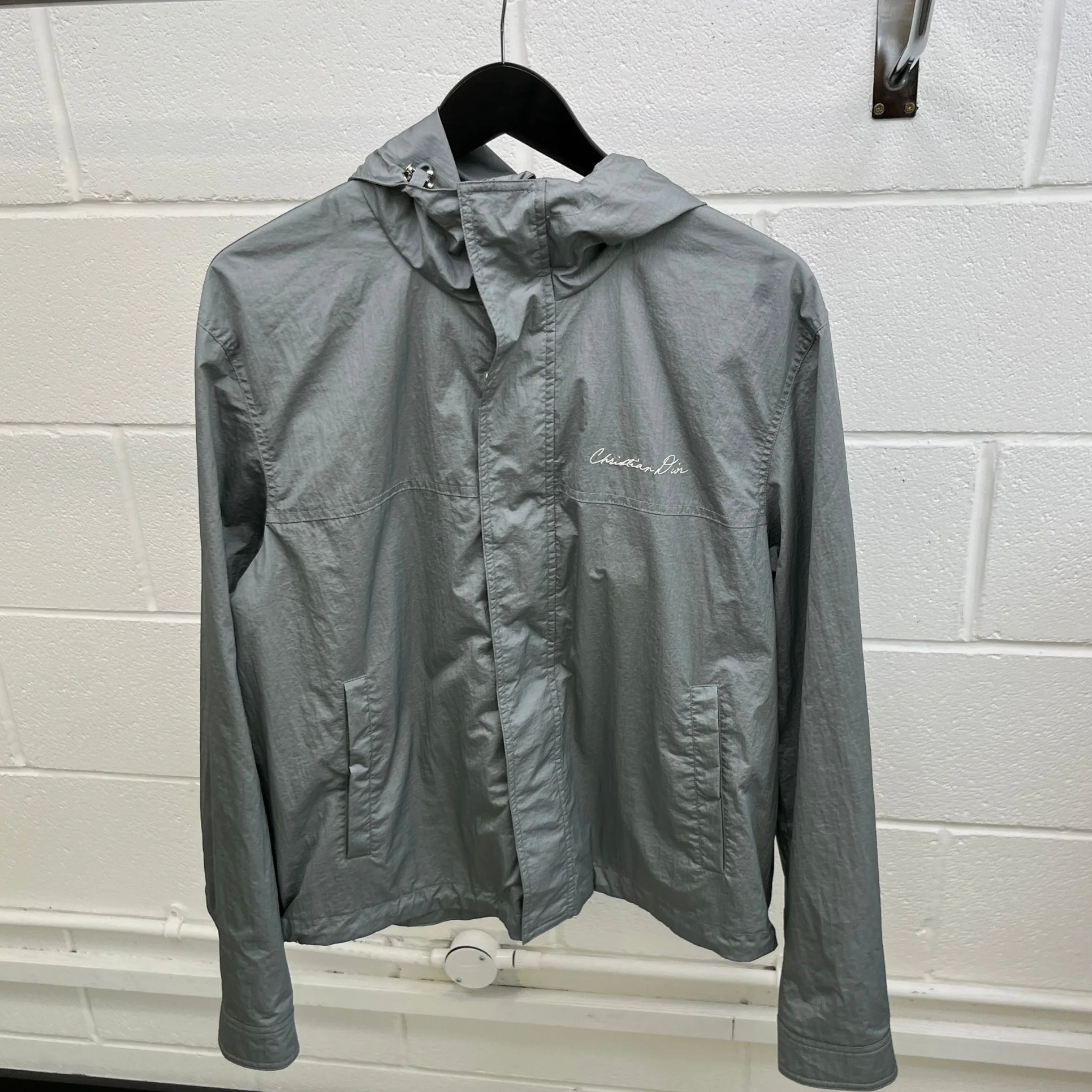 Men's Embroidered Logo Windbreaker Grey Size IT 50 / L - Image 9
