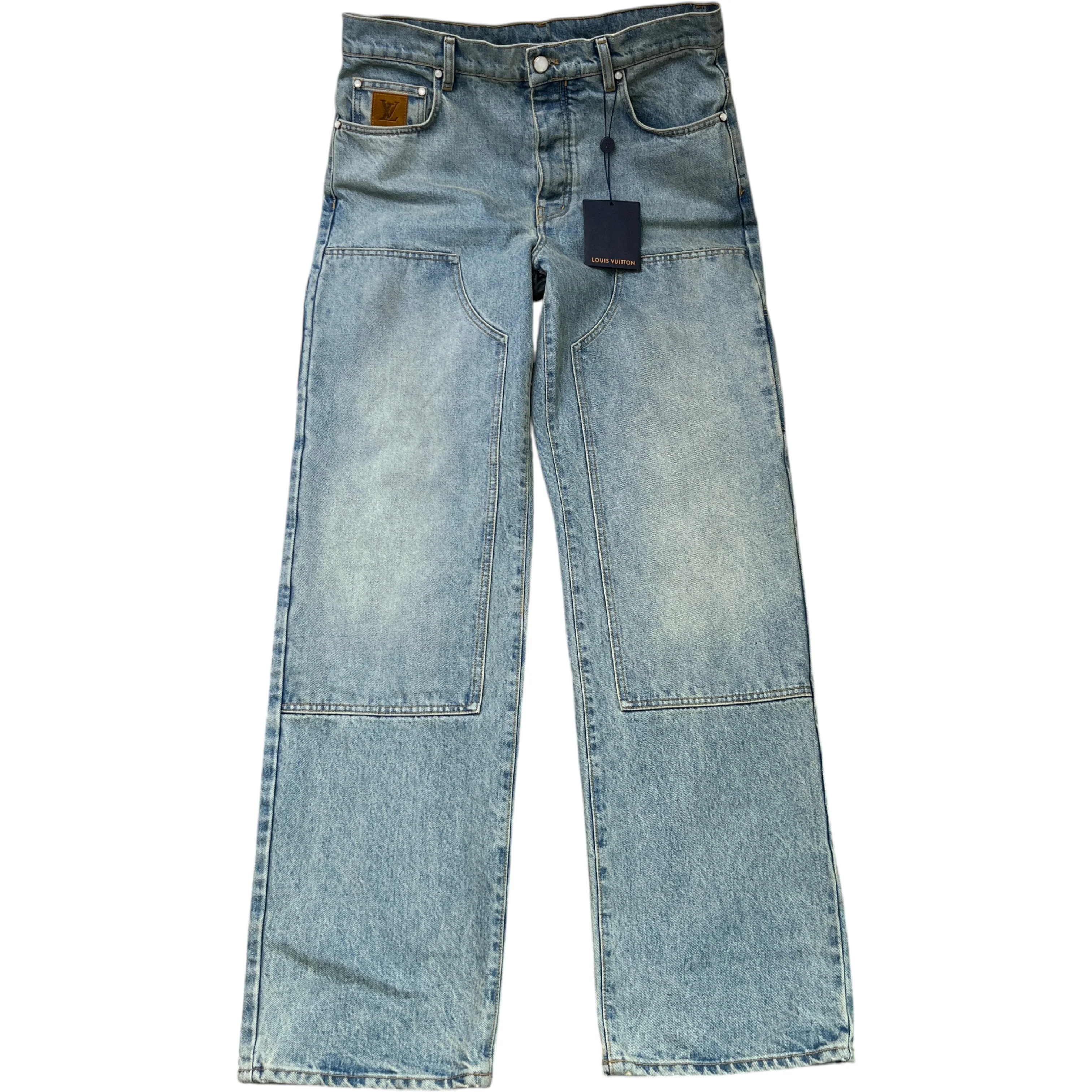 Men's Embroidered Lv Jeans Blue Size XS
