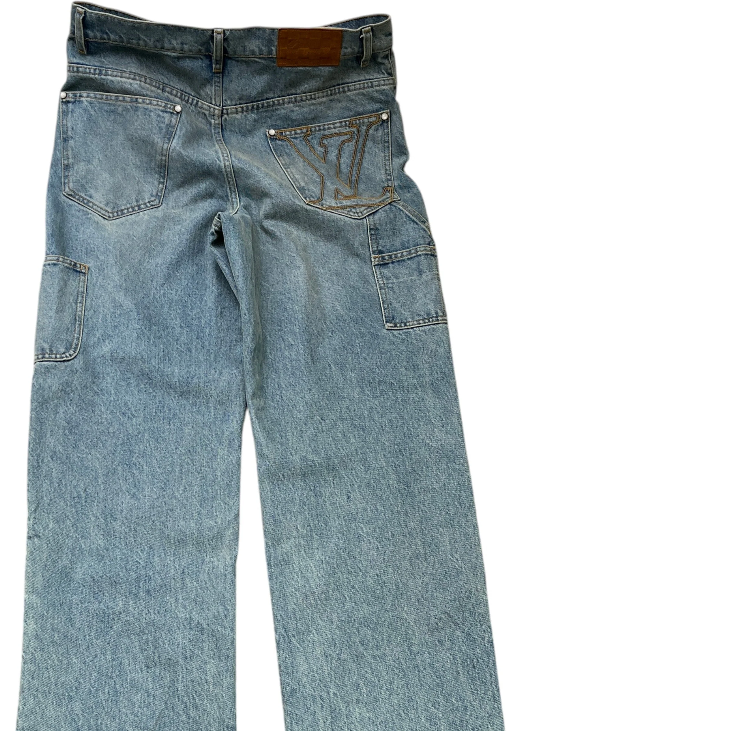Men's Embroidered Lv Jeans Blue Size XS - Image 4