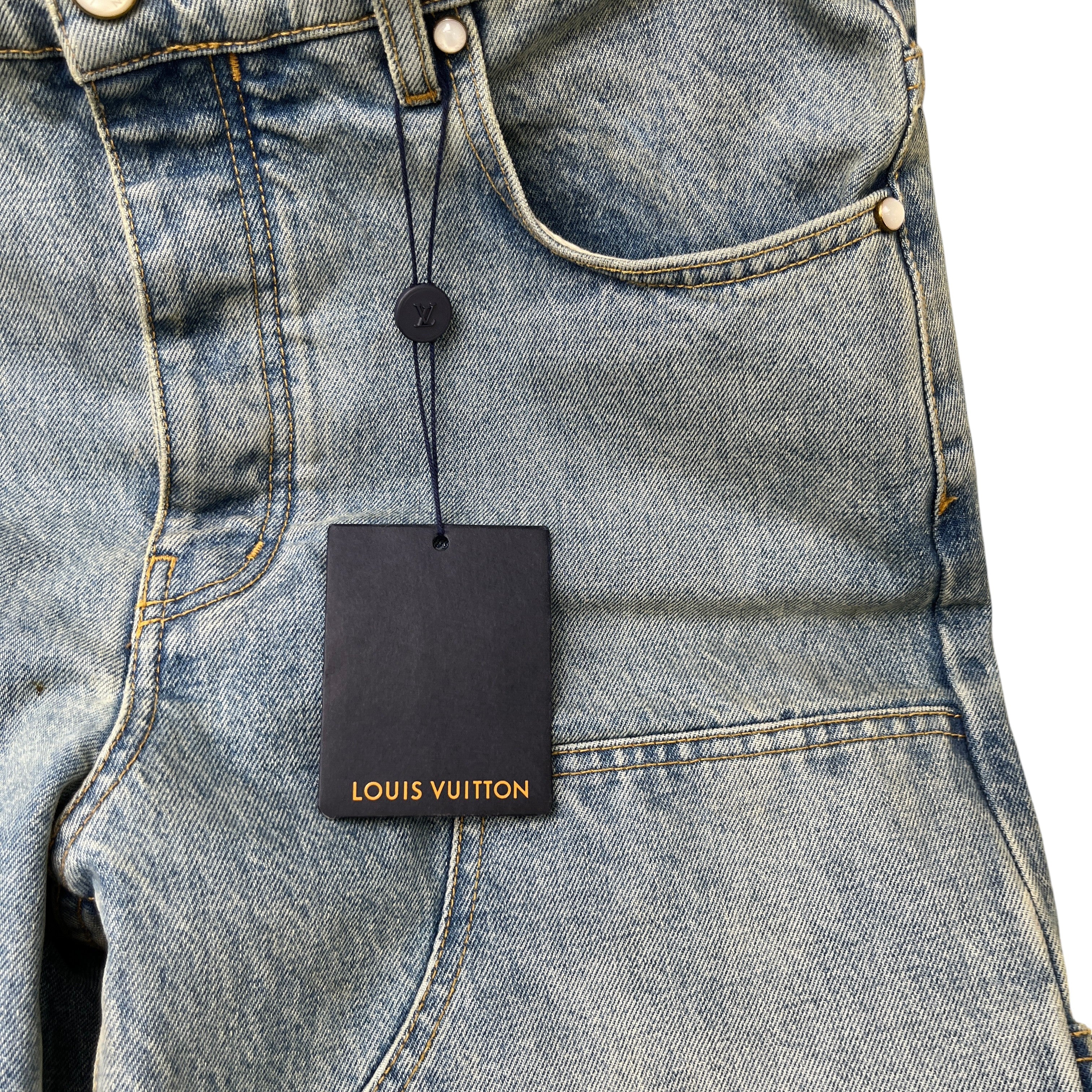Men's Embroidered Lv Jeans Blue Size XS - Image 6