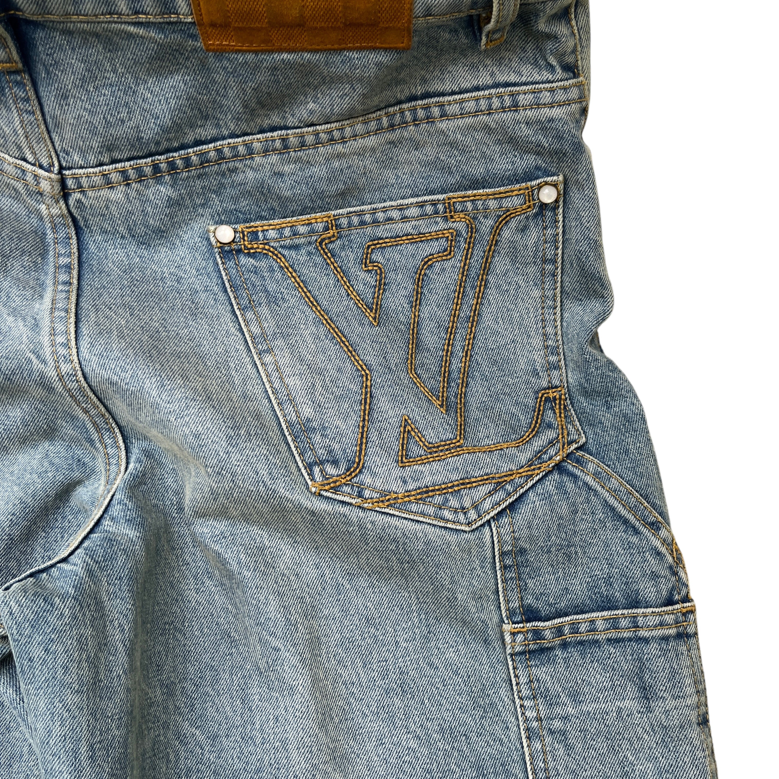 Men's Embroidered Lv Jeans Blue Size XS - Image 8