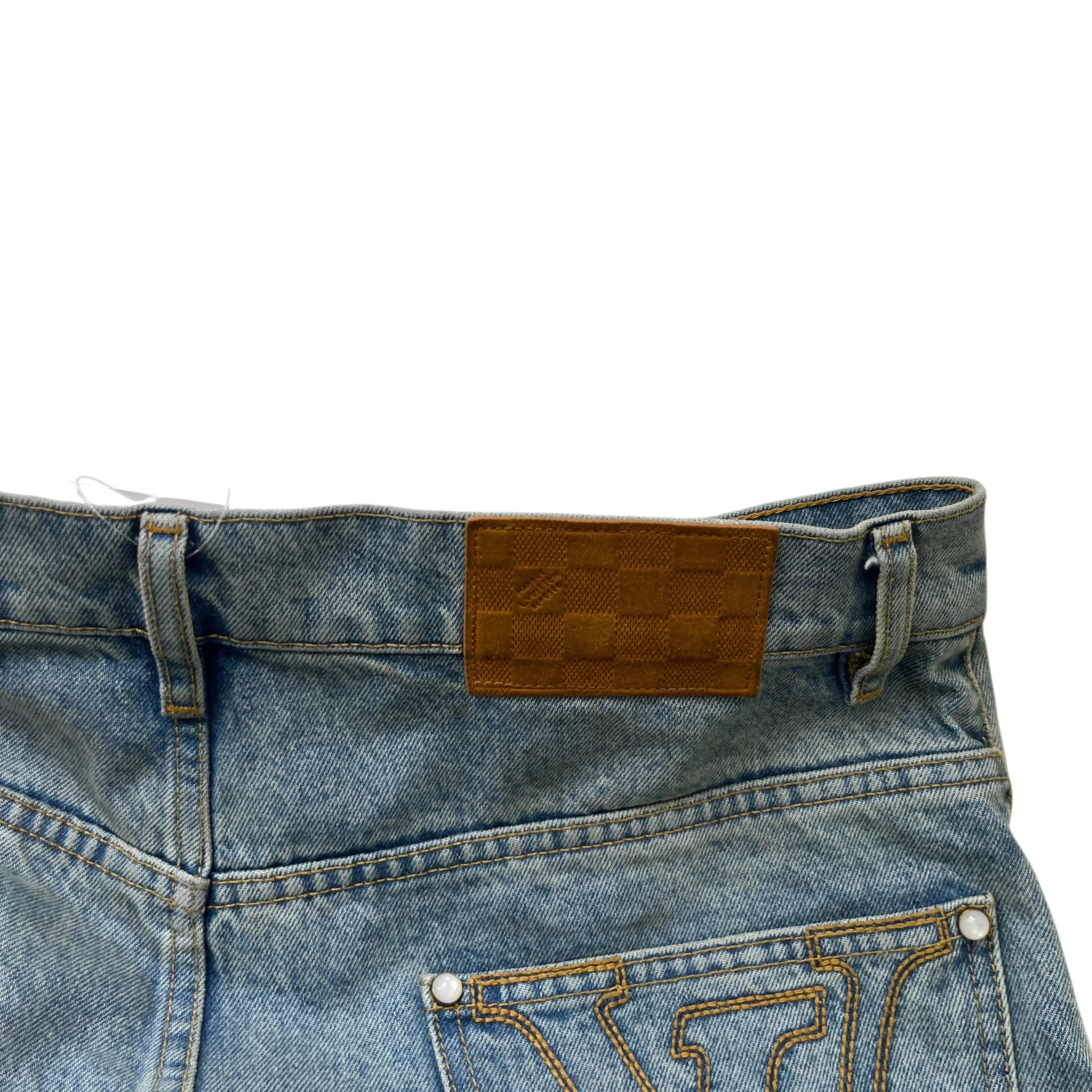 Men's Embroidered Lv Jeans Blue Size XS - Image 9