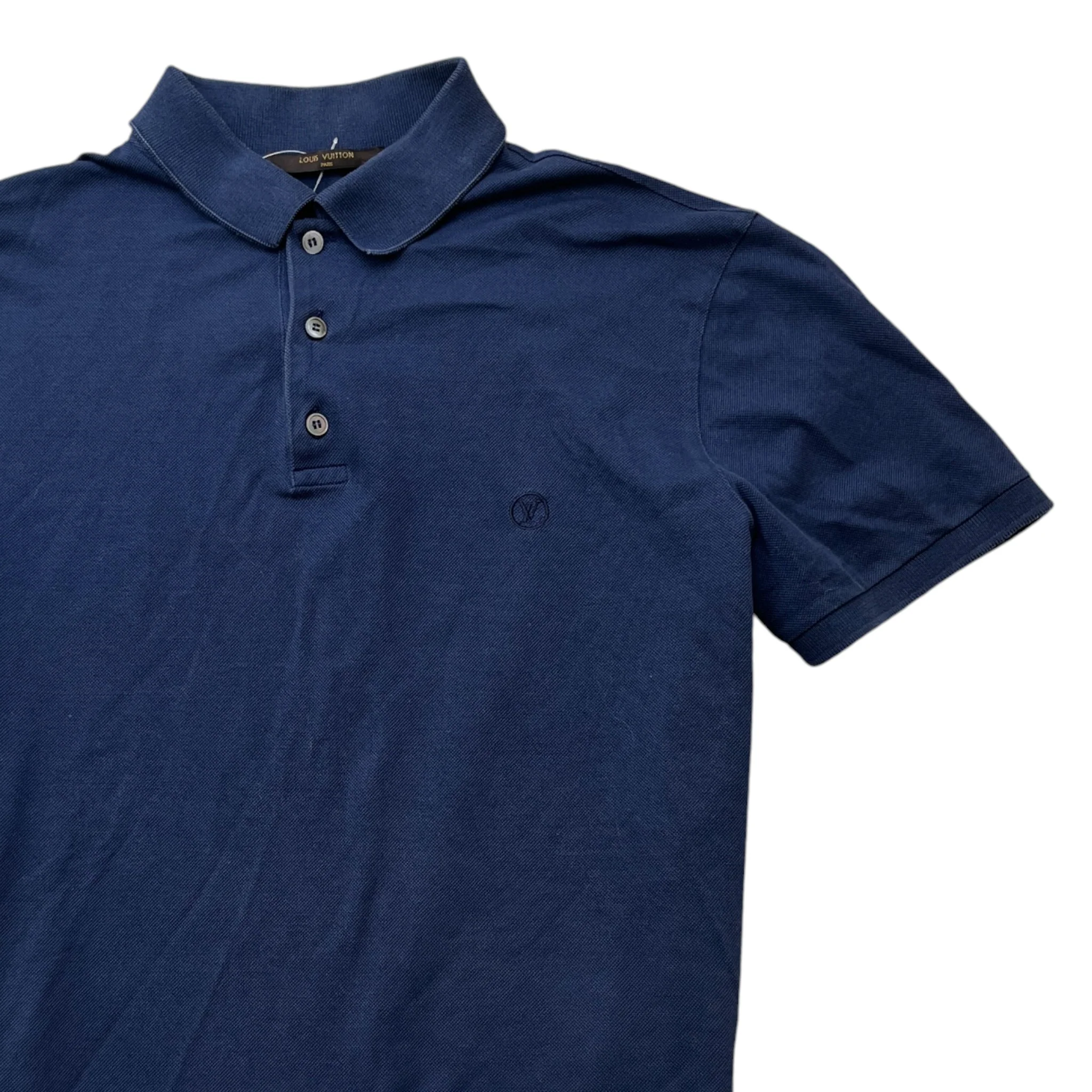 Men's Embroidered Lv Polo Shirt Navy Size M - Image 3
