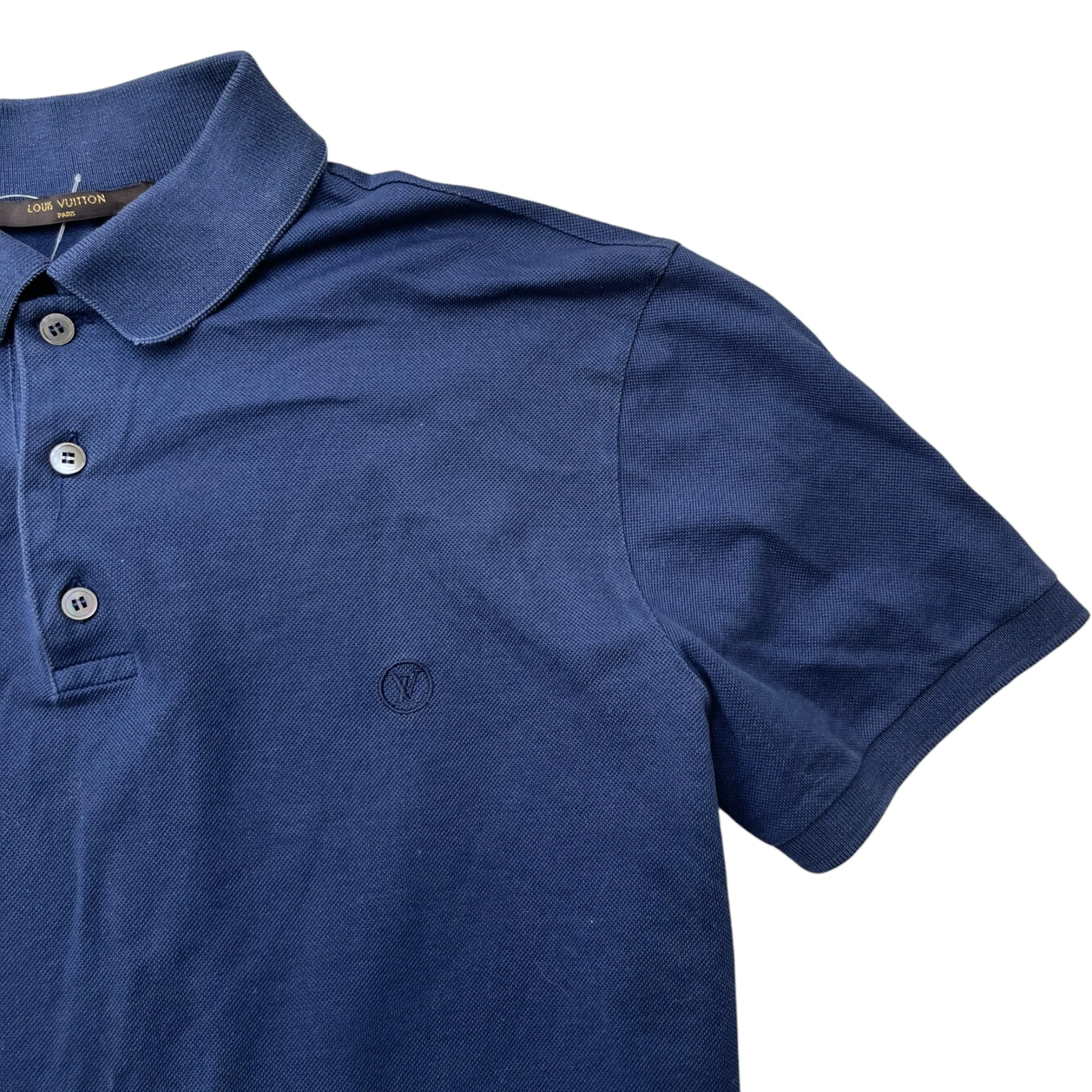 Men's Embroidered Lv Polo Shirt Navy Size M - Image 5