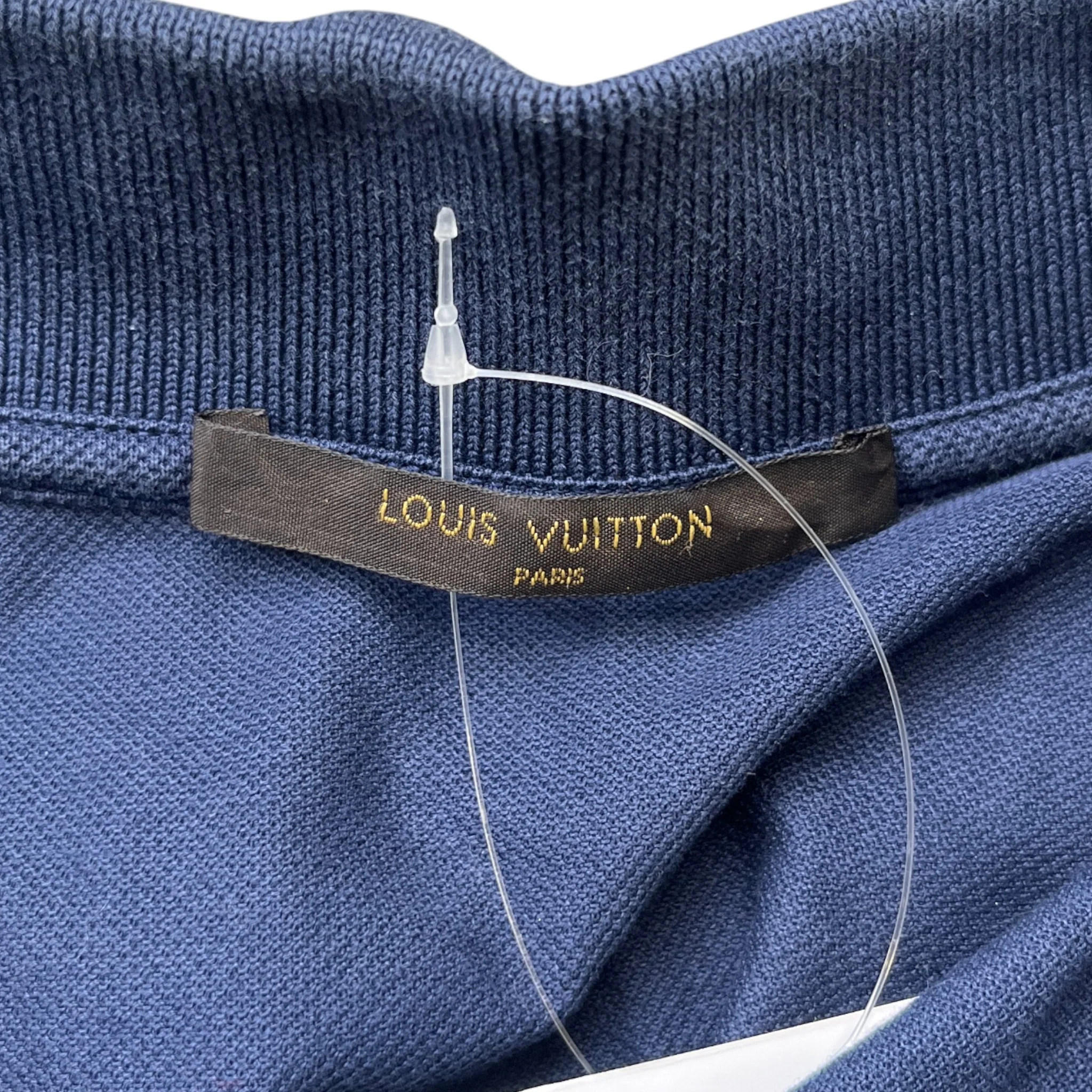 Men's Embroidered Lv Polo Shirt Navy Size M - Image 7